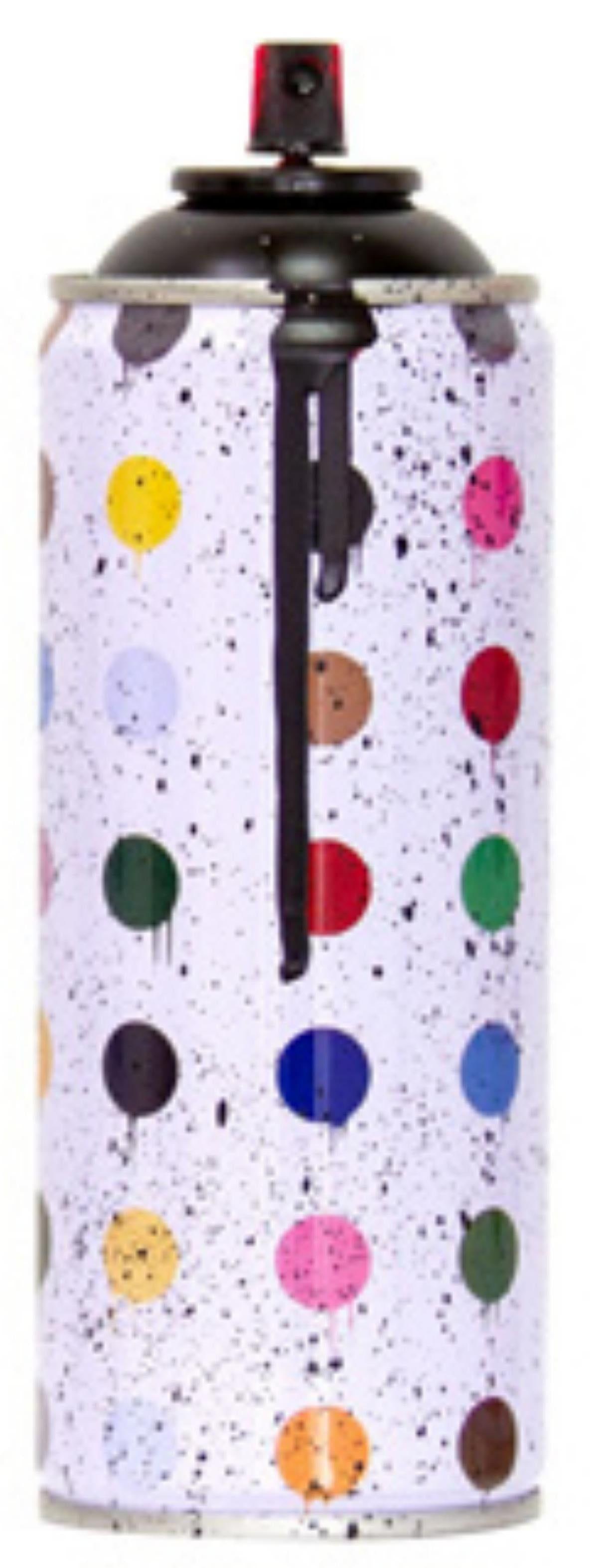Mr. Brainwash- SPRAY CAN "HIRST DOTS, 2020": Artist: Mr. Brainwash. Medium: SPRAY CAN. Title: HIRST DOTS, 2020. Size: 7.5" x 2.5". Signature: Numbered and dated. Additional: Cans Include Case. Reference#: 14458.