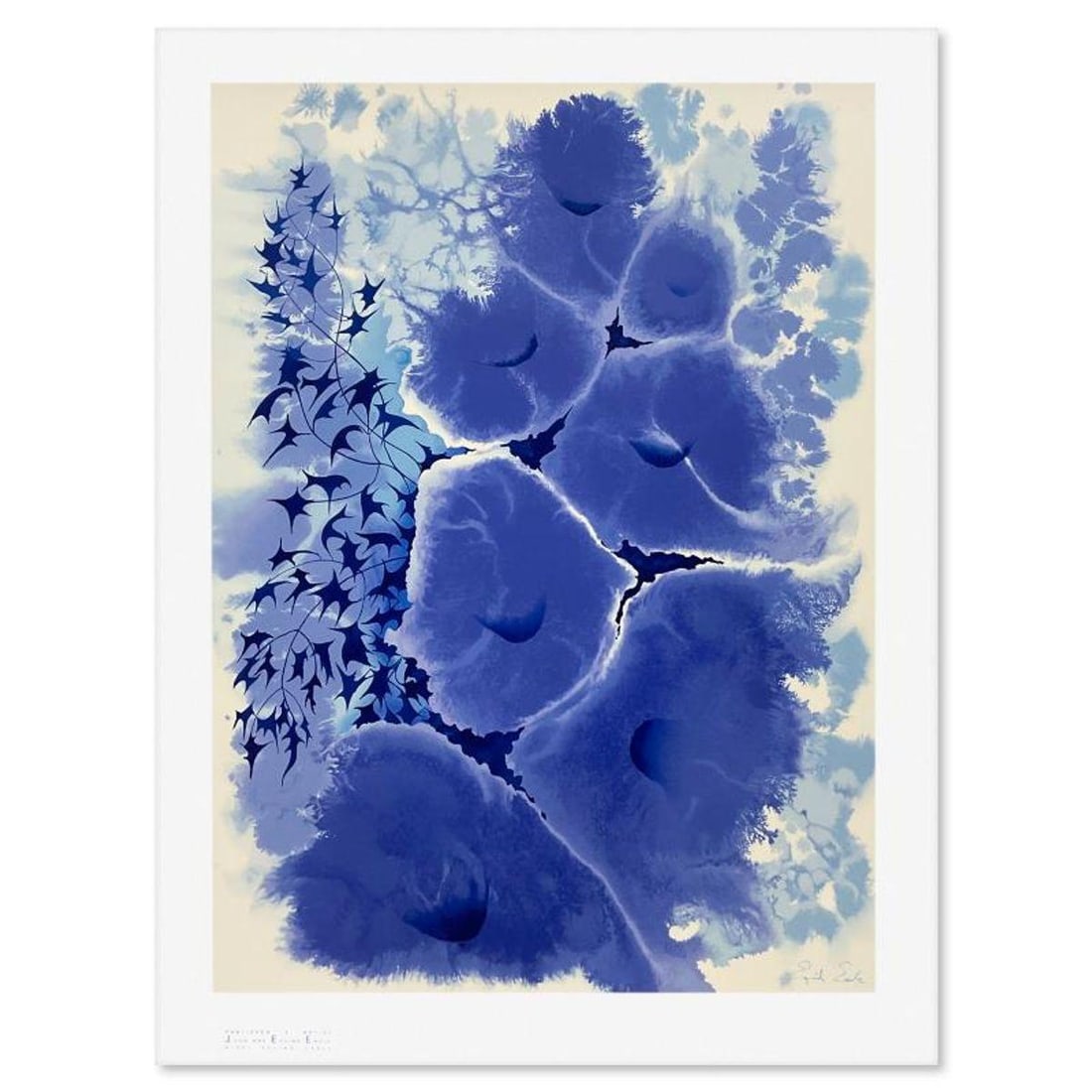 Eyvind Earle (1916-2000), "Mauve Floral" Limited Edition Printer's Proof (30" x 22"), Numbered and: Mauve Floral is a limited edition printer's proof on paper by Eyvind Earle (1916-2000), numbered and hand signed by the artist. Includes Letter of Authenticity. Measures approx. 34.5" x 26" (border),