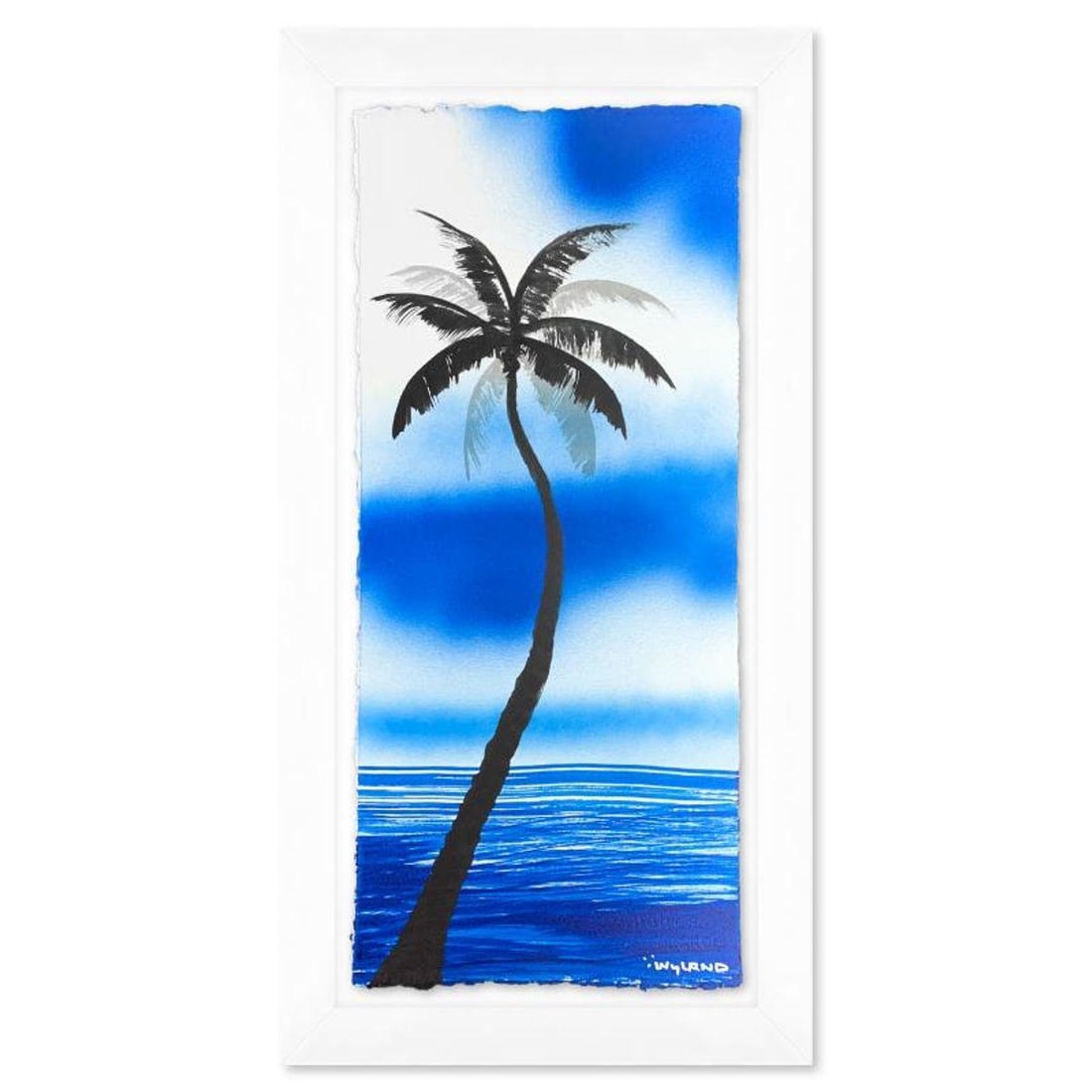 Wyland, "Palm Trees" Framed, Hand Signed Original Painting with Letter of Authenticity.: Palm Trees is an original painting acrylic on deckle edge paper by Wyland. Hand signed by the artist, the piece comes custom framed and with a letter of authenticity. Measures approximately 26.5" x
