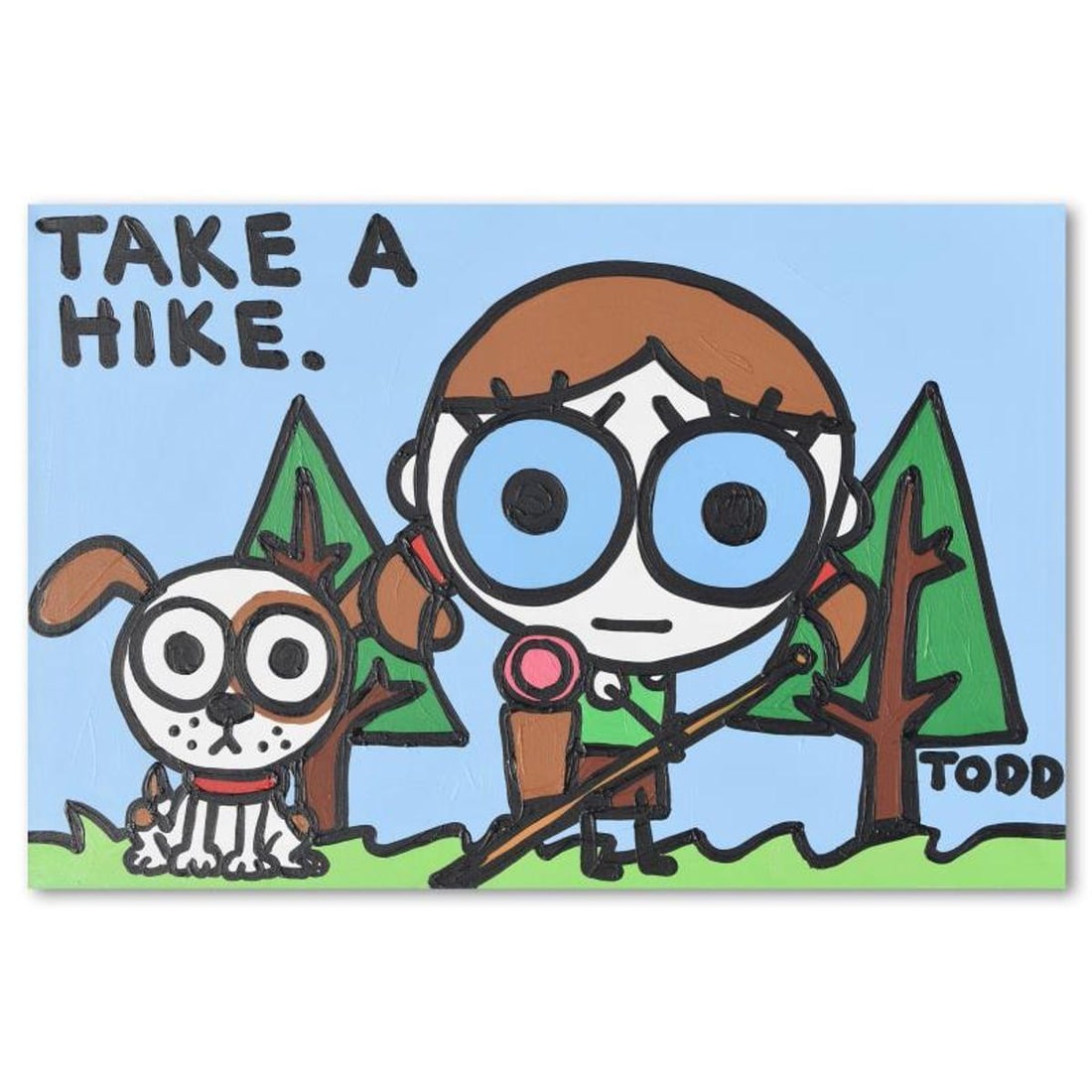 Todd Goldman, "Take a Hike" Original Acrylic Painting on Gallery Wrapped Canvas (36" x 24"), Hand: Take a Hike is an original acrylic painting on gallery wrapped canvas by Todd Goldman, hand signed by the artist. Includes Letter of Authenticity. Measures approx. 36" x 24" (image). Due to the way th