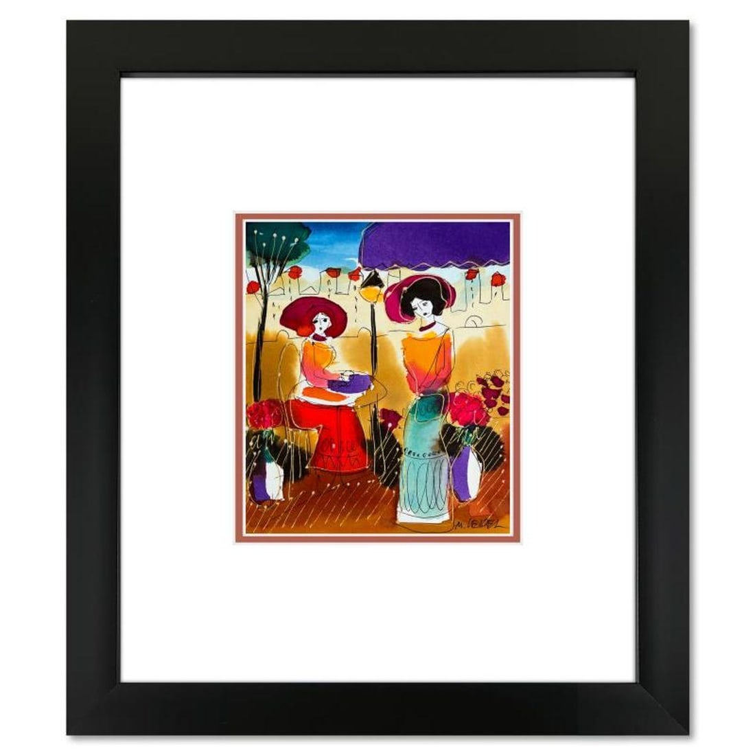 Moshe Leider, Framed Original Mixed Media Watercolor Painting, Hand Signed with Letter of: This is an original mixed media watercolor painting on paper by Moshe Leider. Hand signed by the artist, this piece comes custom framed and includes a Letter of Authenticity. Measures approximately 15