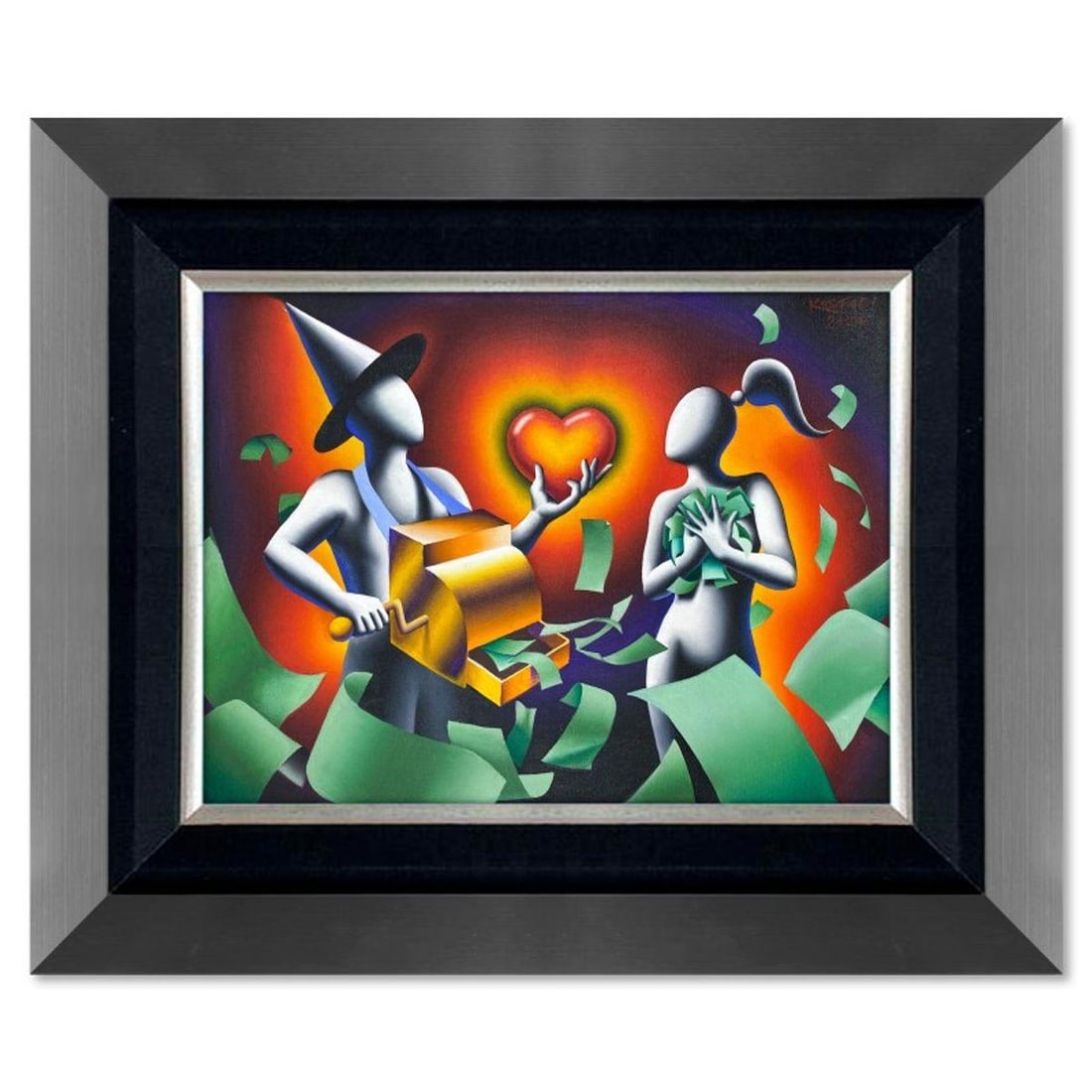 Mark Kostabi, "All For Me" Framed Original Oil Painting on Canvas, Hand Signed with COA: All For Me is an original oil painting on canvas by Mark Kostabi, hand signed by the artist. This piece comes custom framed. Includes Certificate of Authenticity. Measures approx. 27.5" x 33.5" (frame