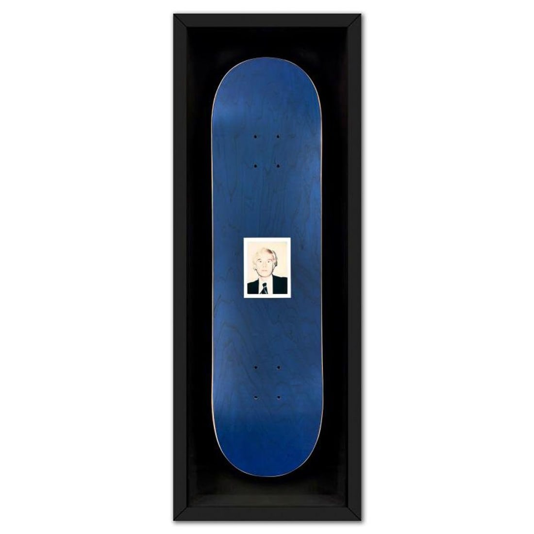 Andy Warhol (1928-1987), "Self-Portrait (Blue)" Framed One-of-a-Kind Unique Edition Skateboard,: Self-Portrait (Blue) is a one-of-a-kind unique edition skateboard by Andy Warhol (1928-1987), bearing the plate signature inverso of the artist. This piece comes custom framed. This piece is from a un