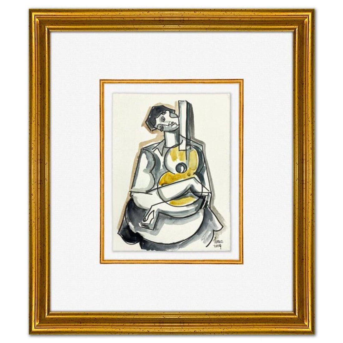 Yuroz, Framed Original Painting, Hand Signed with Letter of Authenticity.: This is an original painting on paper by Yuroz, hand signed by the artist. This piece comes custom framed on linen. Includes Letter of Authenticity. Measures approx. 16" x 14" (frame), 8" x 6" (image)