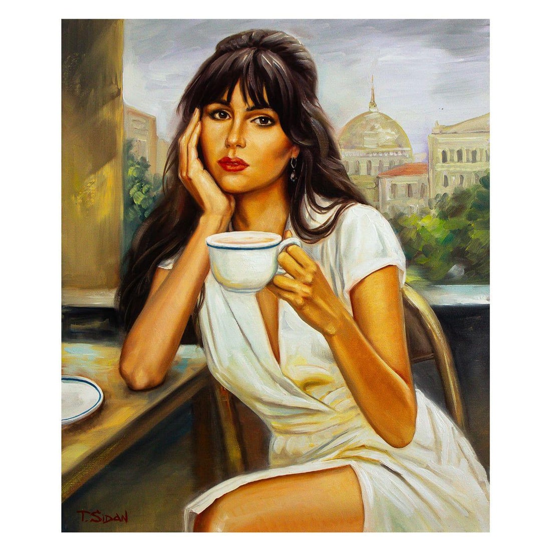 Taras Sidan- Original Oil on Canvas "Amelie": Artist: Taras Sidan. Medium: Original Oil on Canvas. Title: Amelie. Size: 24" x 20". Signature: Hand Signed by the artist. Certificate of Authenticity: From the publisher. Reference#: 57185.