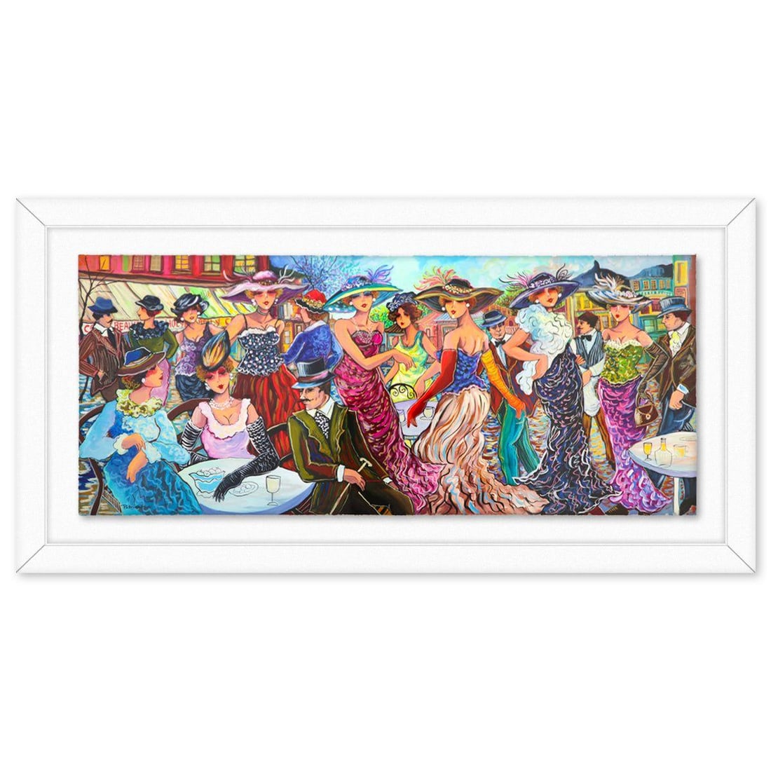 Patricia Govezensky- Original Watercolor "Dancing Spirits": Artist: Patricia Govezensky. Medium: Original Watercolor. Title: Dancing Spirits. Size: 22" x 52". Measures approx. 31" x 61" (framed). Signature: Hand Signed by the artist. Certificate of Authenticit