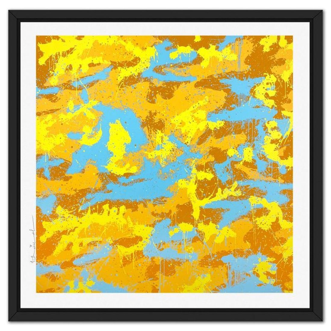 Mr. Brainwash, "Camo Splash B" Framed Limited Edition Silk Screen, Hand Signed with Certificate of: Camo Splash B is a limited edition silk screen print on paper by Mr Brainwash, hand signed and thumb-printed by the artist. The piece comes custom framed with a Certificate of Authenticity. Measures a