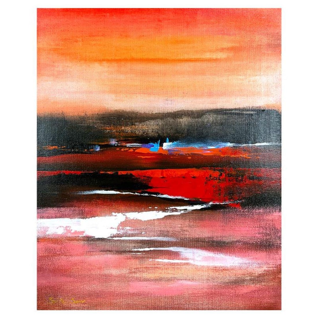 Sisi Sun, "Misty Beach" Original Acrylic Painting on Board, Hand Signed with Letter of Authenticity: Misty Beach is an original acrylic painting on board by Sisi Sun, hand signed by the artist. Includes Letter of Authenticity. Measures approx. 16" x 19.5" (image).