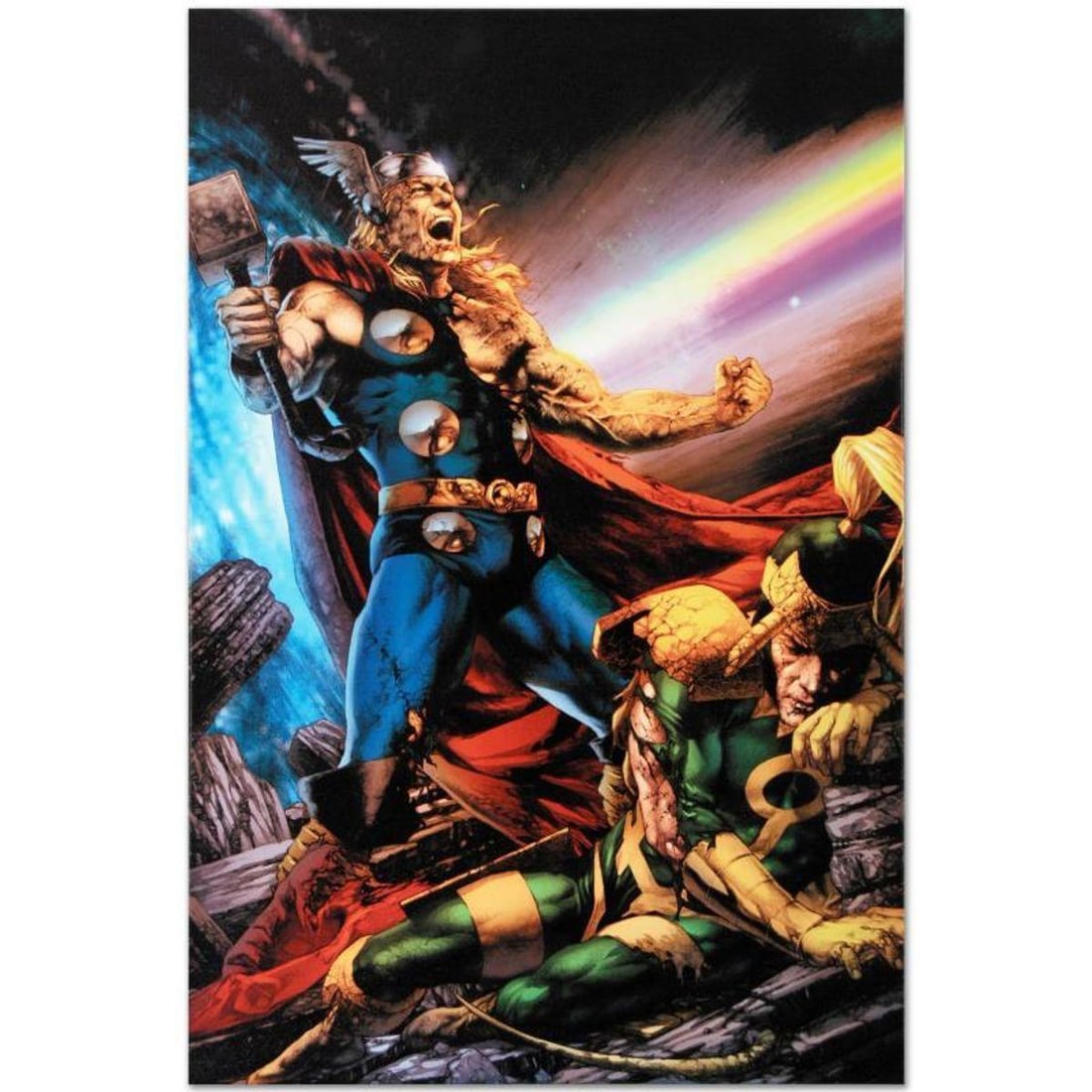 Marvel Comics "Thor: First Thunder #5" Numbered Limited Edition Giclee on Canvas by Jay Anacleto: A piece of comic book history, this limited edition, from original art by Jay Anacleto, depicts Thor and Loki after and epic battle. Efren "Jay" Anacleto is best known for his highly detailed and phot