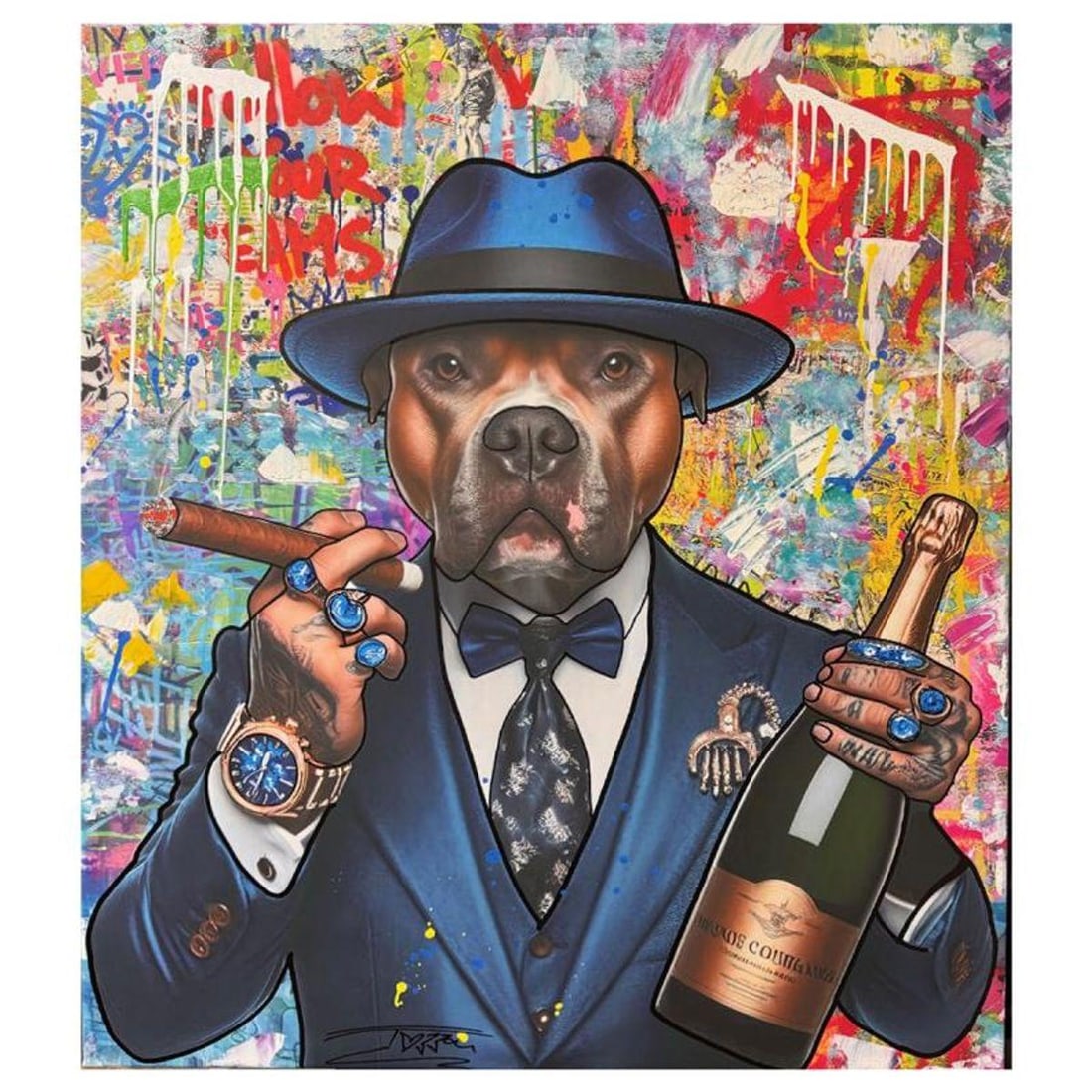 Jozza, "Follow Your Dreams" Unique Mixed Media on Canvas, Hand Signed with Letter of Authenticity.: Follow Your Dreams is a unique mixed media acrylic on gallery wrapped canvas by Jozza. Hand Signed by the artist and titled in verso, the piece comes with a letter of authenticity. Measures approximat