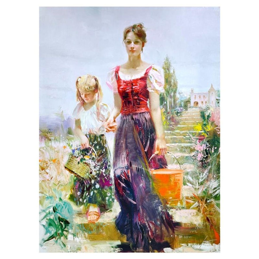 Pino (1939-2010) "Country Girl" Limited Edition on Canvas, Numbered 2/295 and Hand Signed with: Country Girl is a limited edition giclee on canvas by Pino (1939-2010), numbered 2/295 and hand signed by the artist. Includes Certificate of Authenticity. Measures approx. 48" x 36" (image).