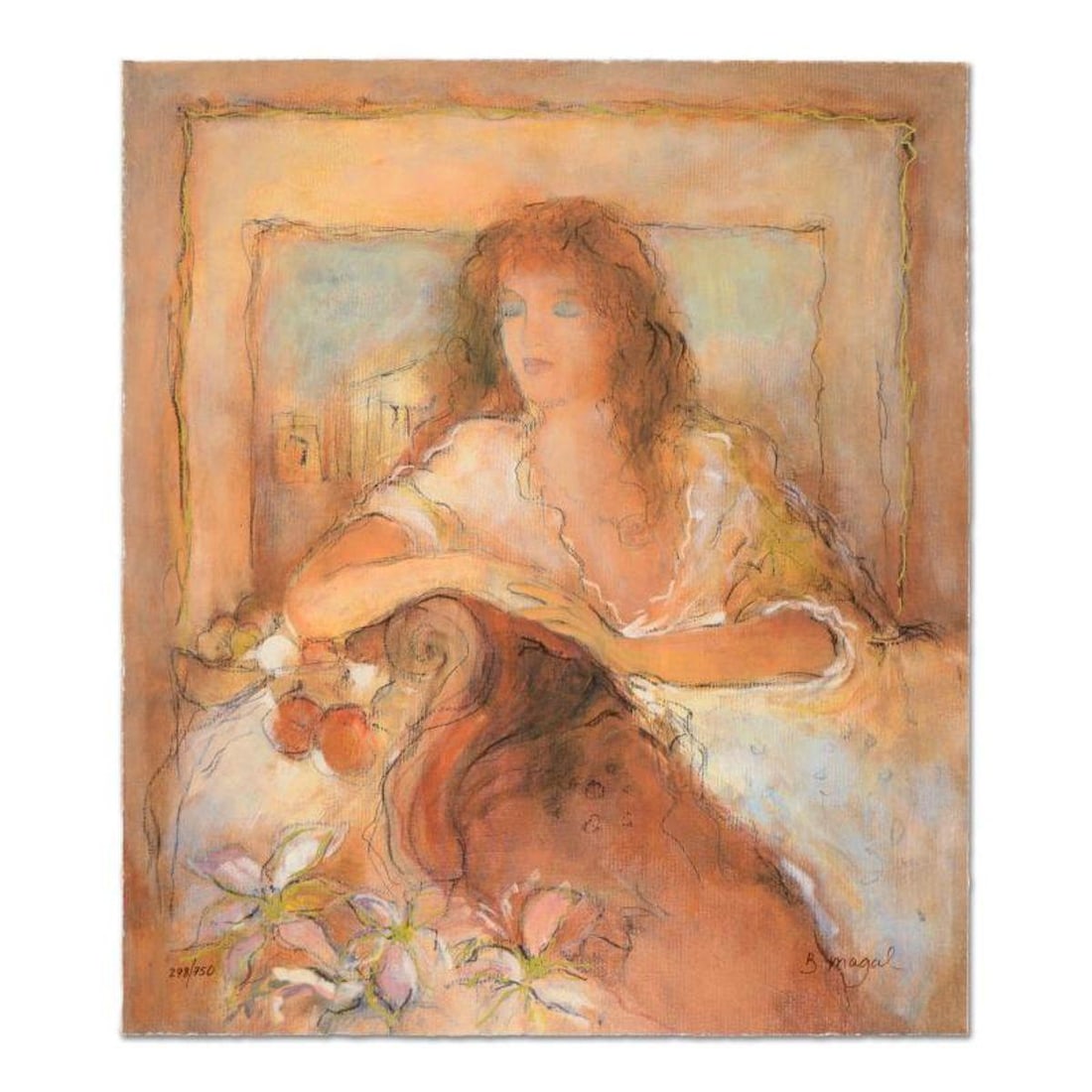 Batia Magal, "Eternal Moment" Limited Edition Serigraph, Numbered and Hand Signed with Certificate: Eternal Moment is a limited edition serigraph on deckle edge paper, numbered and hand signed by Batia Magal. Includes Certificate of Authenticity. Measures approx. 13" x 14.5" (image). Reference#: