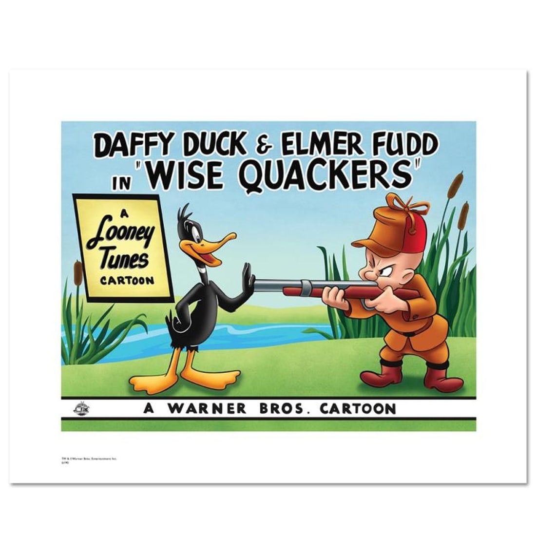 Wise Quackers, Gun Numbered Limited Edition Giclee from Warner Bros. with Certificate of: Wise Quackers - Gun is a limited edition giclee on paper from Warner Bros. featuring iconic Looney Tunes characters. The art was taken from an original Lobby Card used to promote "Wise Quackers"direct