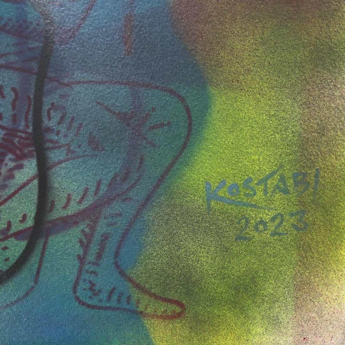 Mark Kostabi- Original Mixed Media on Paper "Cosmic Introspection" - 2