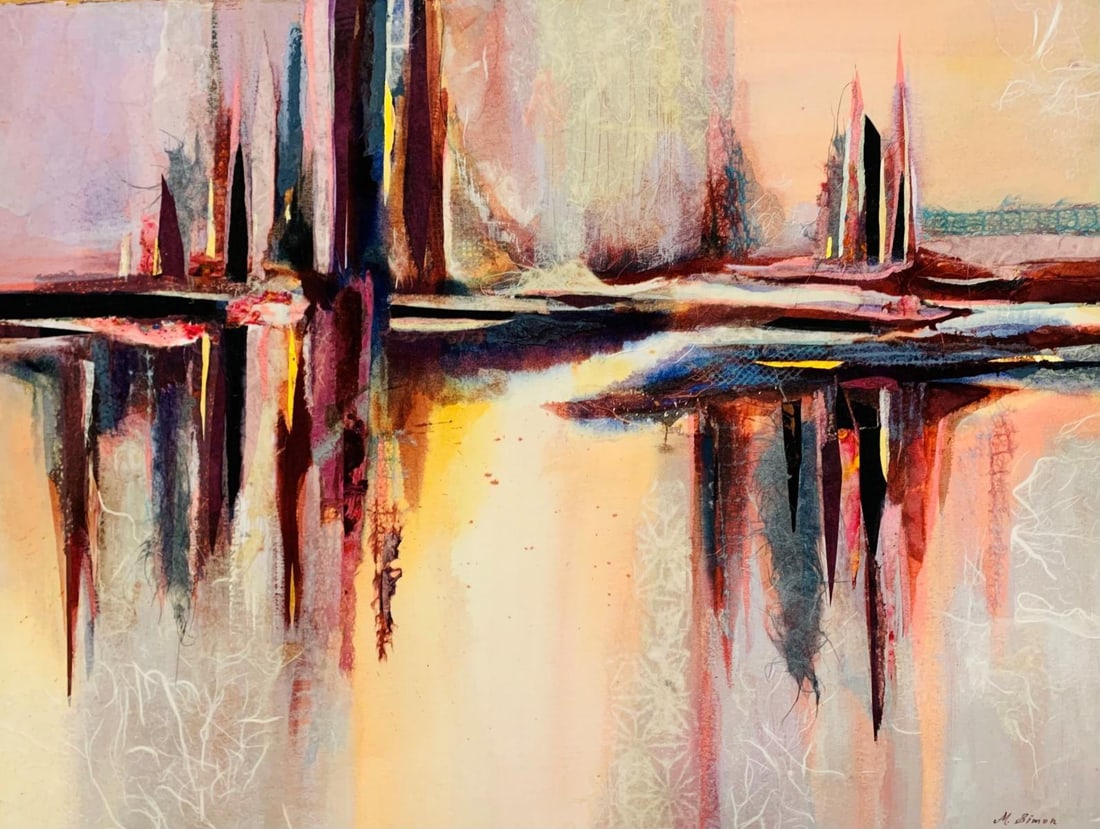 M . Simon- Original papier-ma¢che and watercolor: Artist: M . Simon. Medium: Original papier-ma¢che and watercolor. Size: 24" x 30". Reference#: 37464.