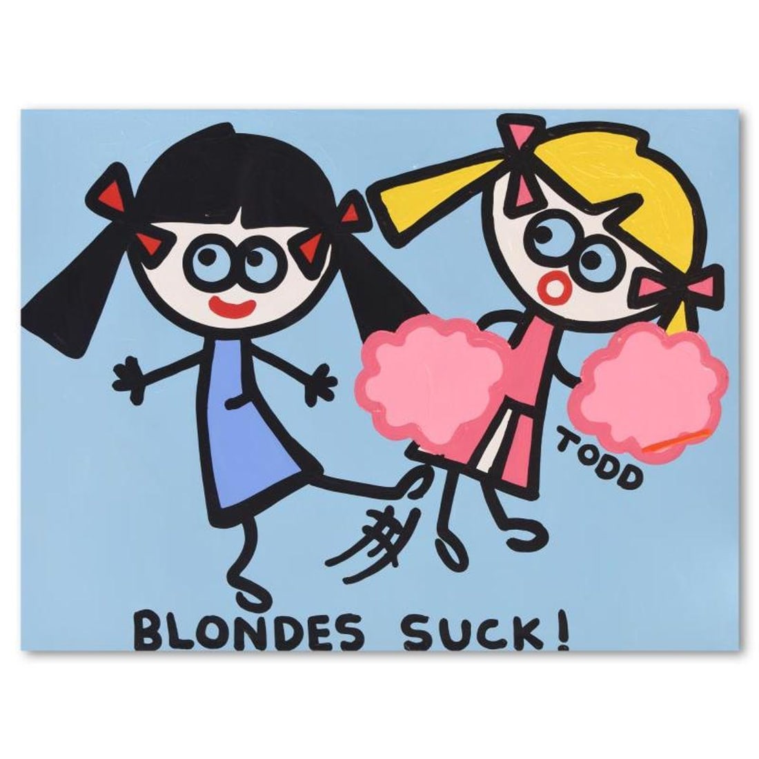 Todd Goldman, "Blondes Suck" Original Acrylic Painting on Gallery Wrapped Canvas (48" x 36"), Hand (1 of 2)