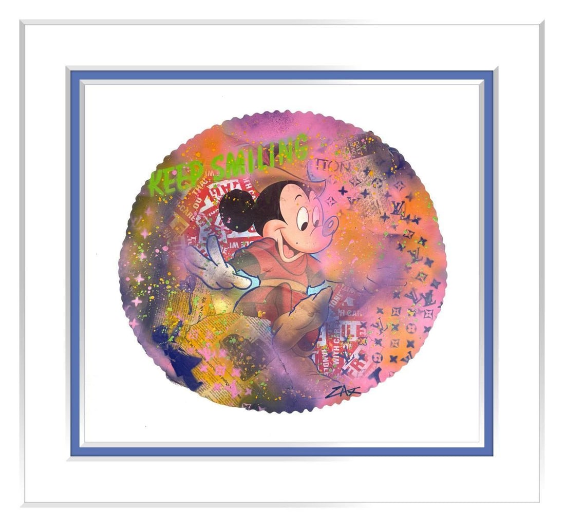 E.M ZAX- 1/1 unique mixed media on paper: Artist: E.M ZAX. Medium: 1/1 unique mixed media on paper. Measures approx. 30" x 32" (framed). Signature: Hand Signed. Reference#: 87160.