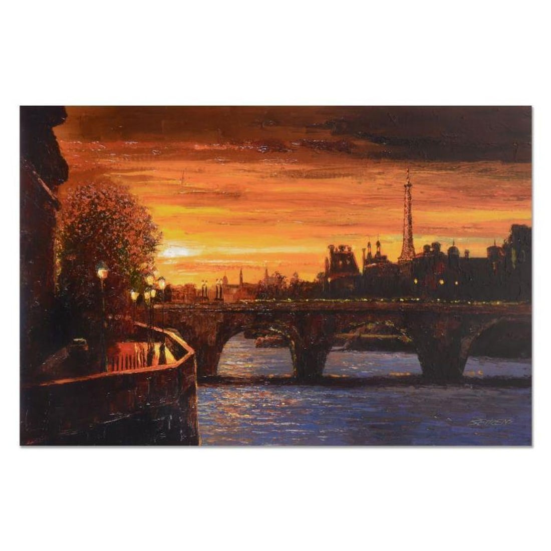 Howard Behrens (1933-2014), "Twilight On The Seine II" Limited Edition on Canvas, Numbered and: Twilight On The Seine II is a limited edition giclee on canvas by Howard Behrens (1933-2014), numbered and bearing the authorized signature of the artist. This piece is from Behrens' Legacy Edition. I