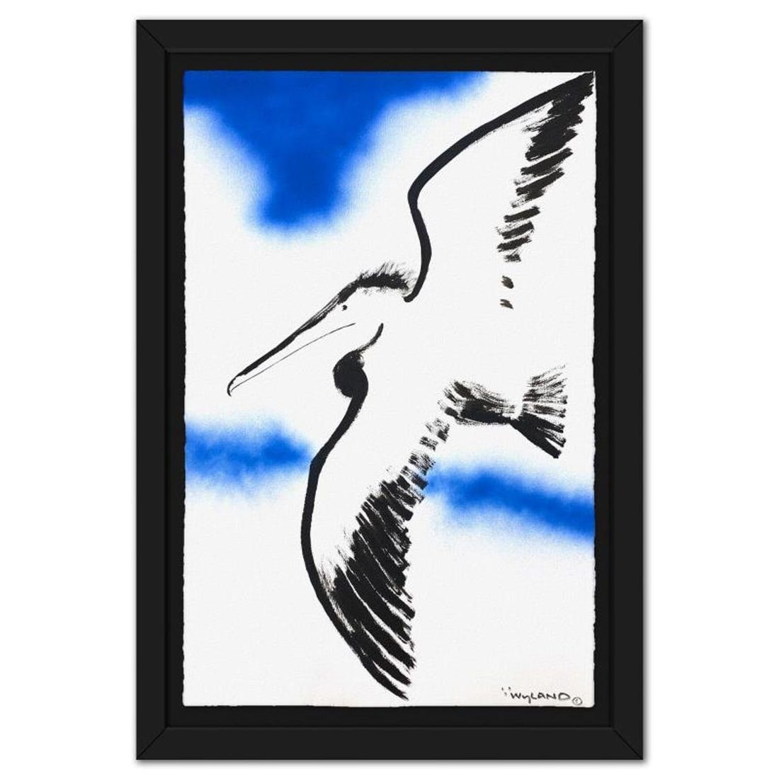 Wyland, "Pelican" Framed Original Sumi Ink Painting, Hand Signed with Letter of Authenticity. (1 of 2)