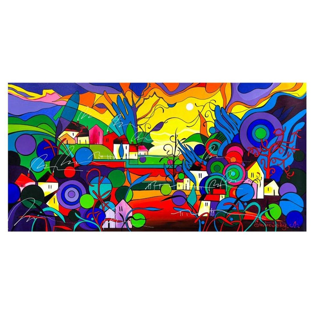 Natalia Sinkovsky, Original Acrylic Painting on Canvas, Hand Signed with Letter of Authenticity.: This is an original acrylic painting on canvas by Natalia Sinkovsky, hand signed by the artist. Includes Letter of Authenticity. Measures approx. 24" x 48" (image).