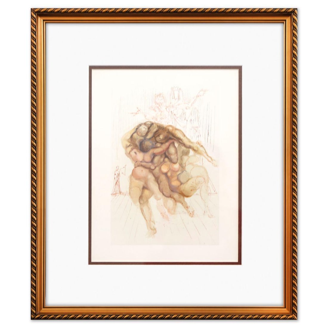 Salvador Dali- Original Color Woodcut on B.F.K. Rives Paper "Inferno 8" (1 of 2)