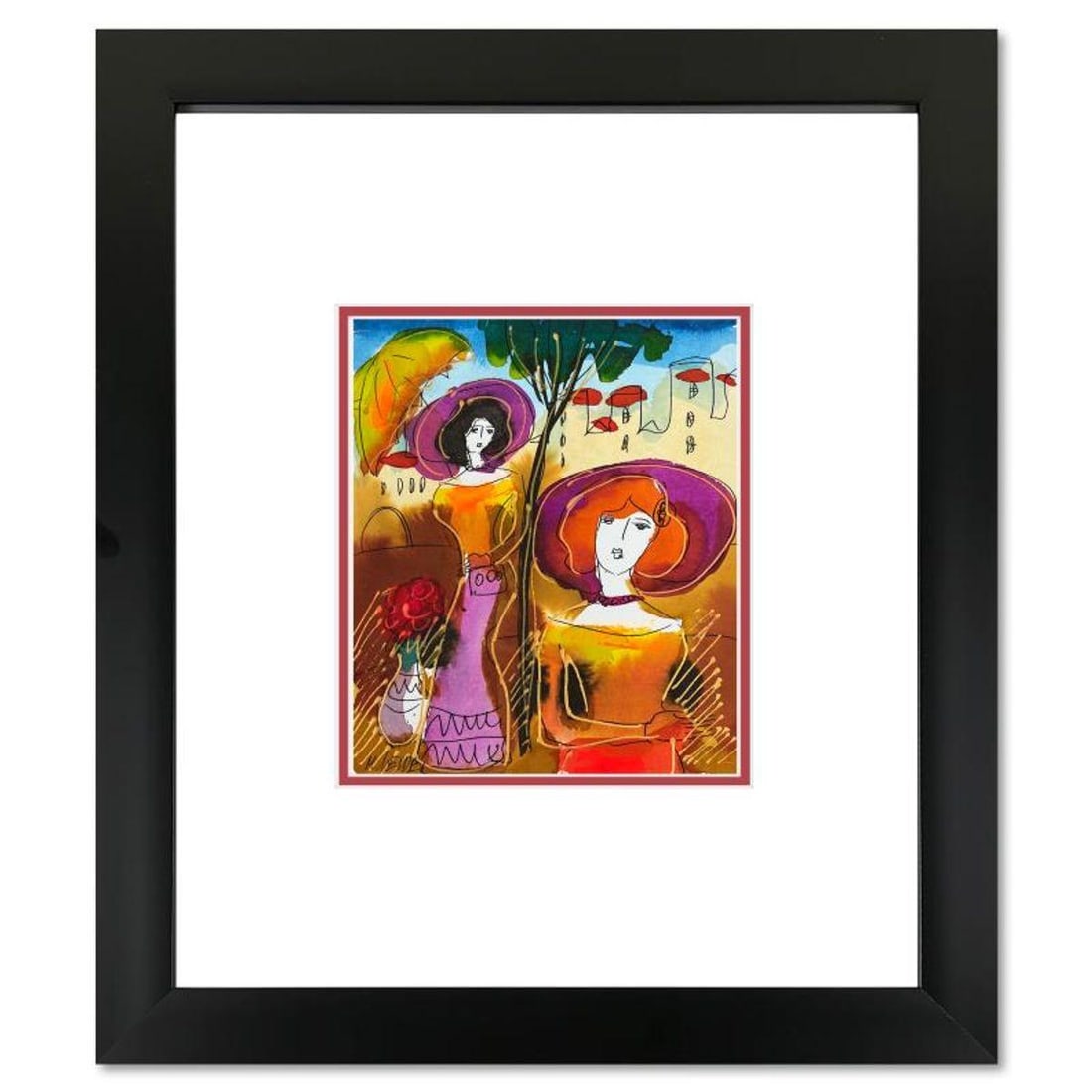Moshe Leider, Framed Original Mixed Media Watercolor Painting, Hand Signed with Letter of: This is an original mixed media watercolor painting on paper by Moshe Leider. Hand signed by the artist, this piece comes custom framed and includes a Letter of Authenticity. Measures approximately 15
