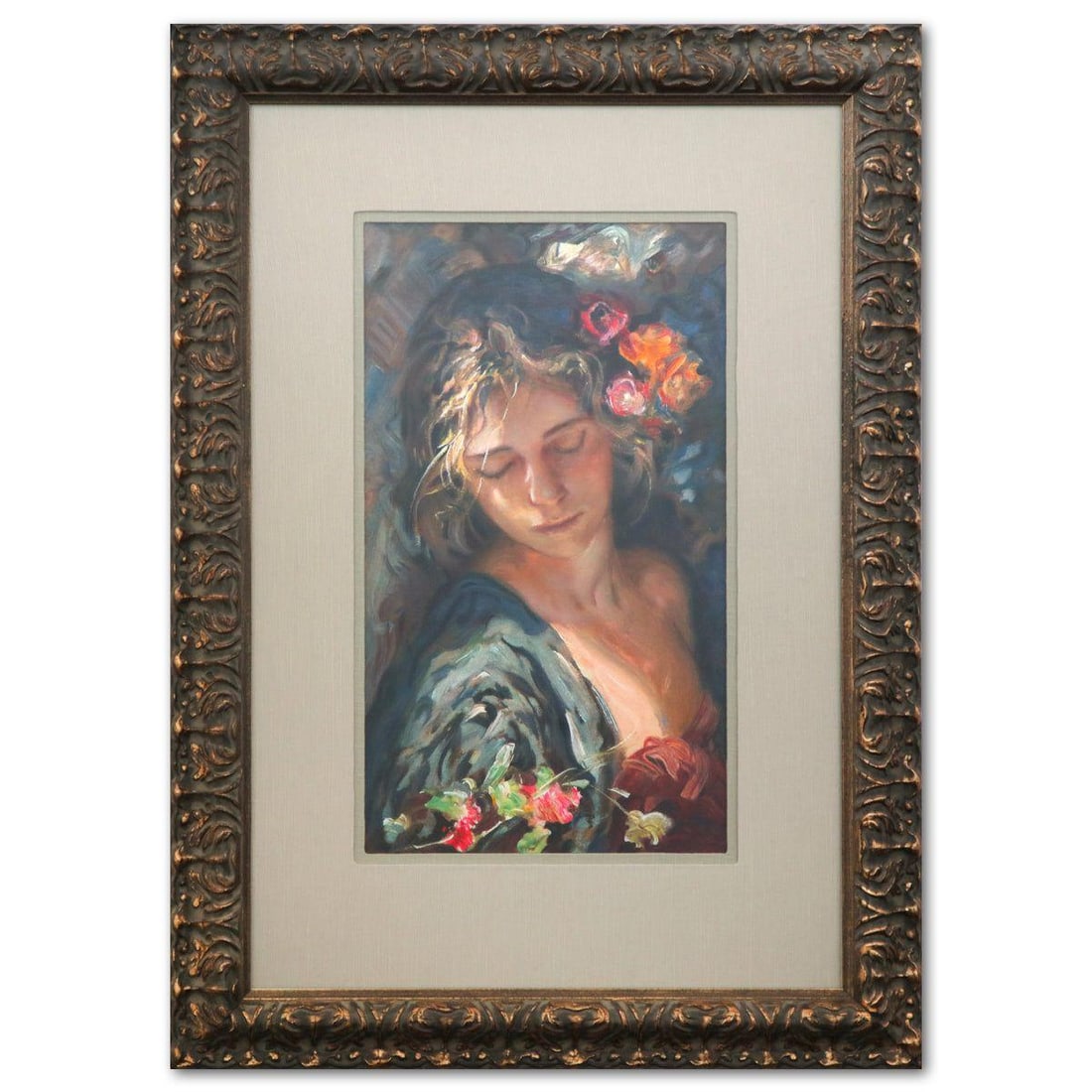 Royo- Serigraph "Luces y sombras": Artist: Royo. Medium: Serigraph. Title: Luces y sombras. Size: 22" x 12". Measures approx. 36" x 26" (framed). Additional: Year: 2002. Reference#: 74548.