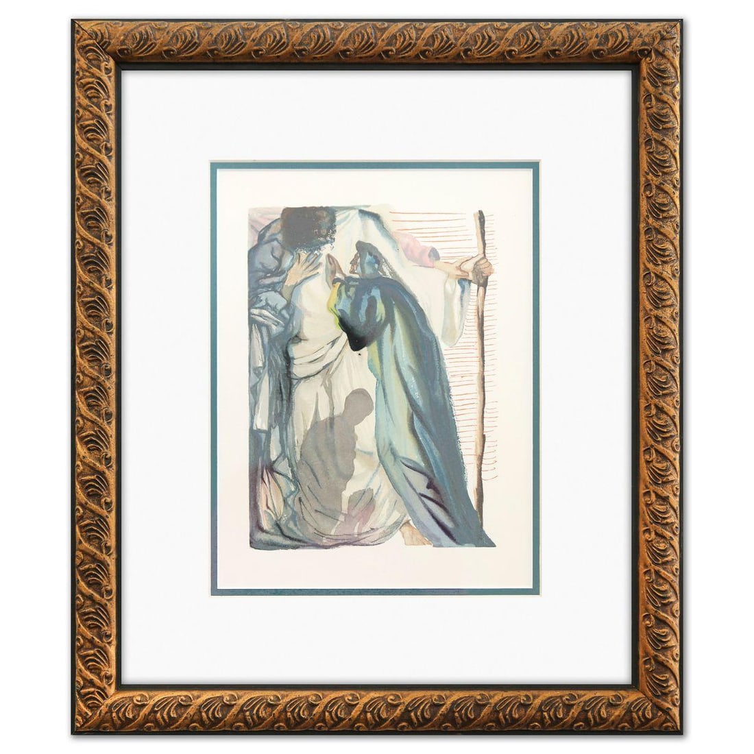 Salvador Dali- Original Color Woodcut on B.F.K. Rives Paper "Purgatory 14" (1 of 2)