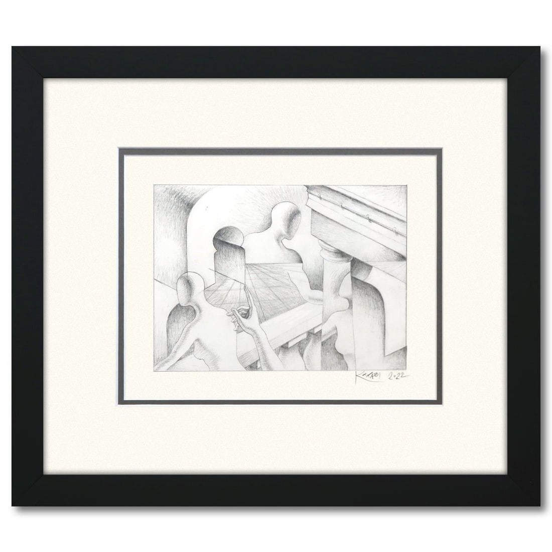 Mark Kostabi- Original Drawing on Paper "The Path of Ambiguity" (1 of 3)