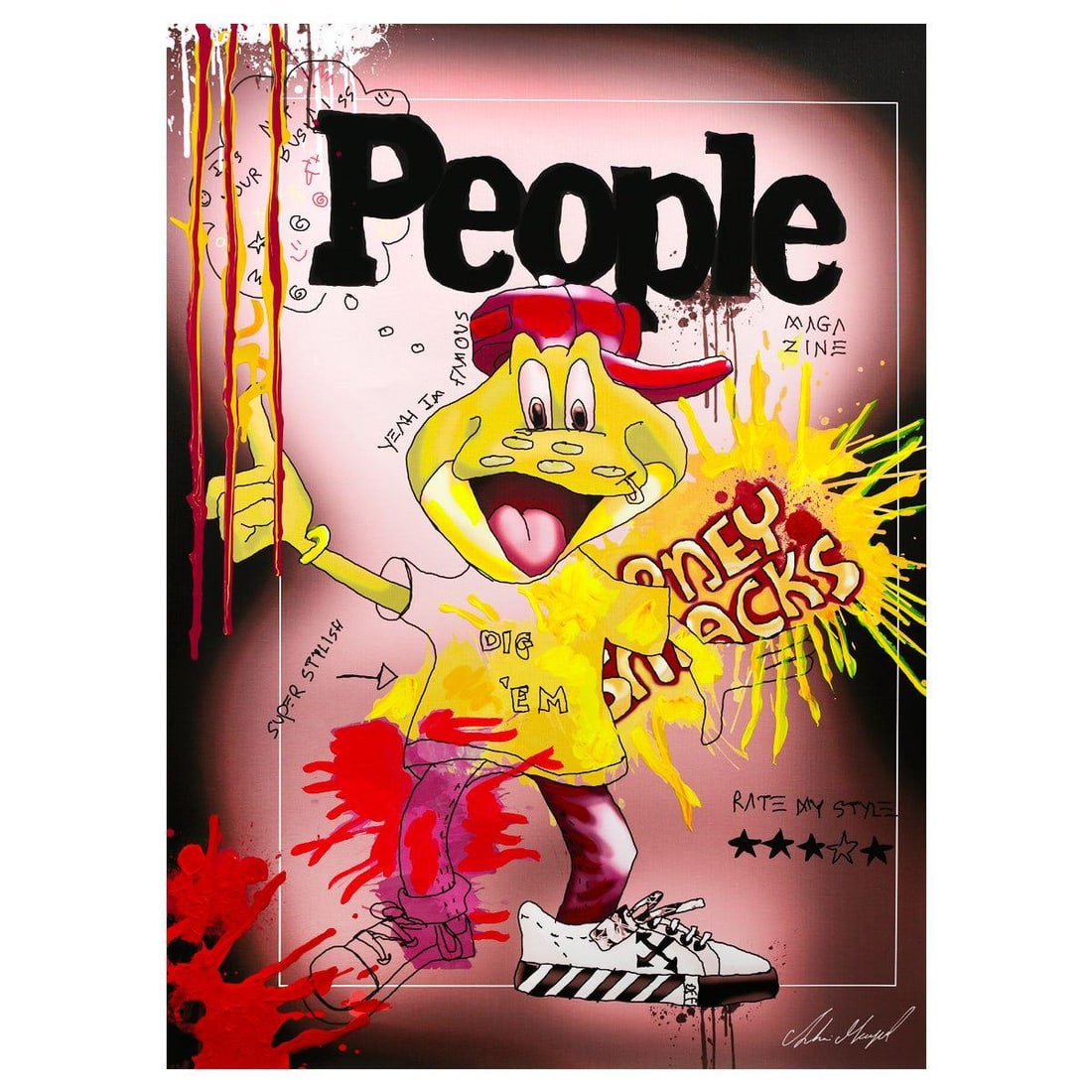 Shani Moyal- Mixed Media on Canvas "Honey Smacks": Artist: Shani Moyal. Medium: Mixed Media on Canvas. Title: Honey Smacks. Size: 34" x 24". Signature: Hand signed. Certificate of Authenticity: Is included. Reference#: 58305.