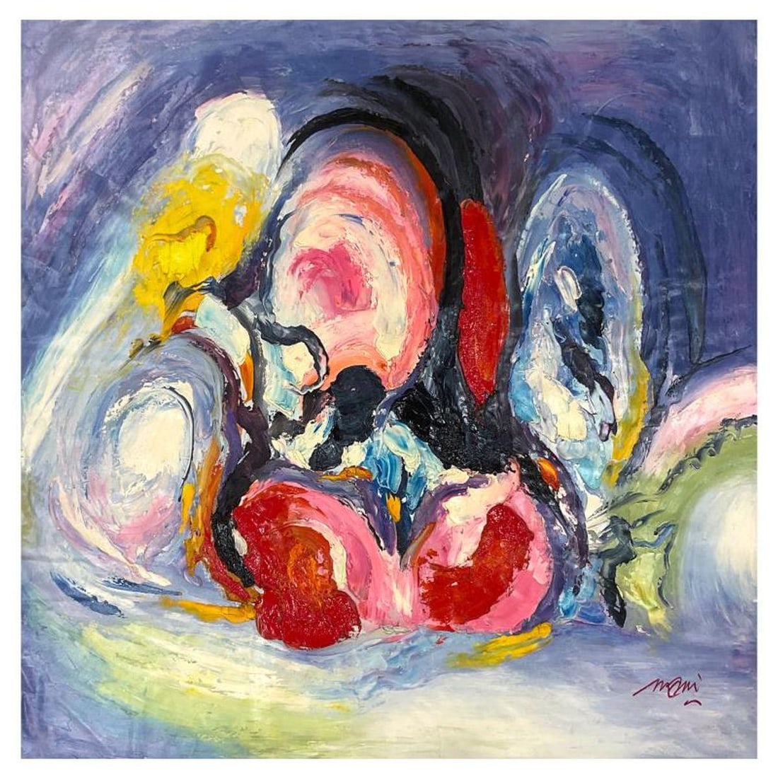 Zahra, Original Acrylic Painting on Canvas (46" x 46"), Hand Signed with Letter of Authenticity: This is an original acrylic painting on canvas by Zahra, hand signed by the artist. Includes Letter of Authenticity. Measures approx. 46" x 46" (image).