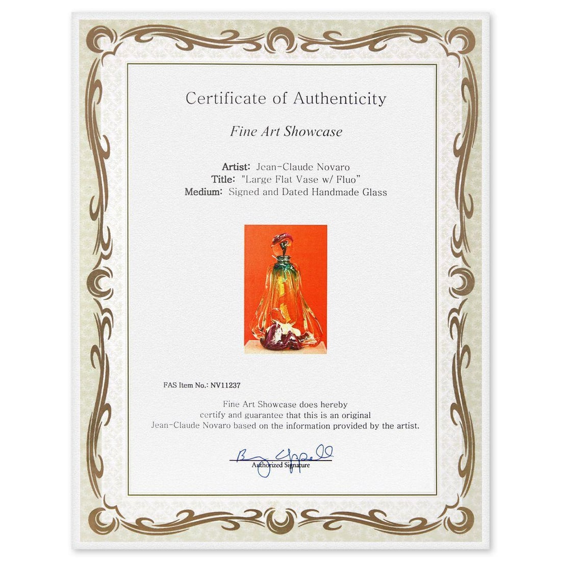 Jean-Claude Novaro- Glows in the Dark Handmade Glass "Large Flar Vase w/Fluo" - 2