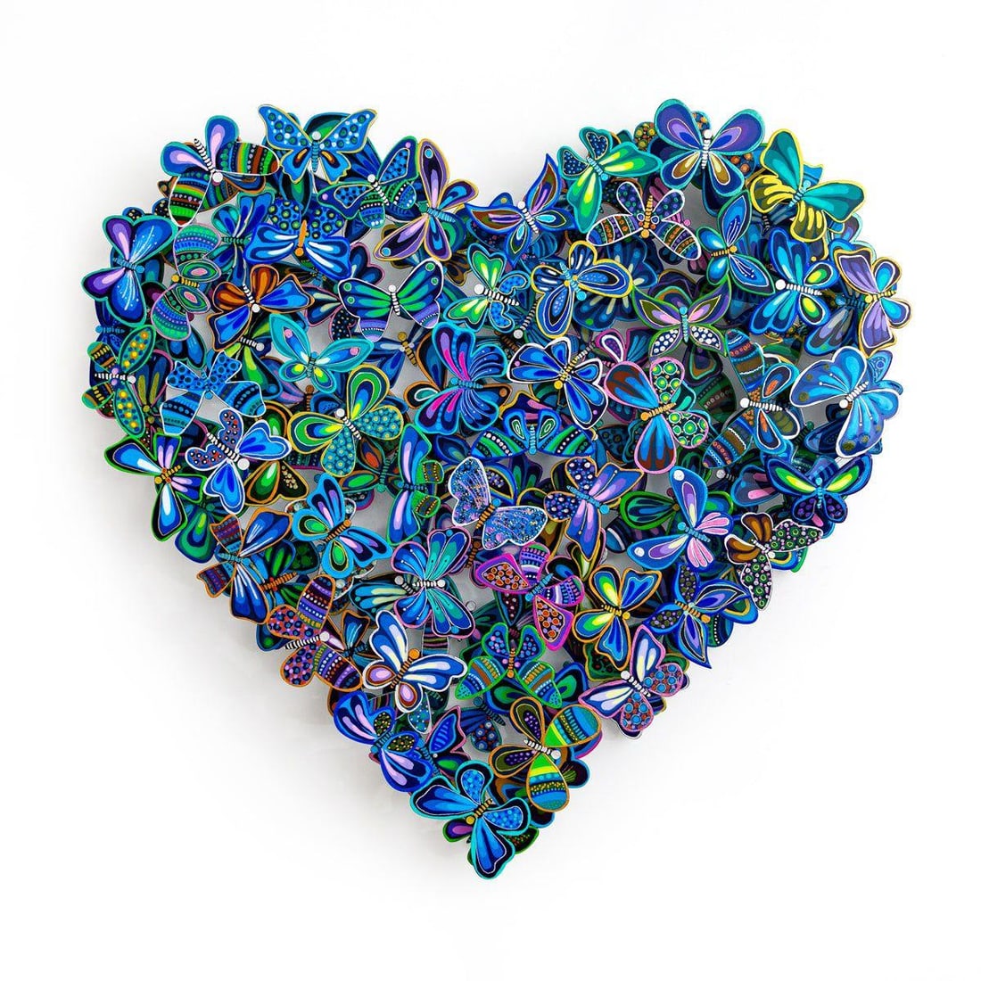 Patricia Govezensky- Original Painting on Cutout Steel "Love in Paradise": Artist: Patricia Govezensky. Medium: Original Painting on Cutout Steel. Title: Love in Paradise. Size: 31.5" x 31.5". Signature: Hand Signed by the artist. Certificate of Authenticity: From the publis