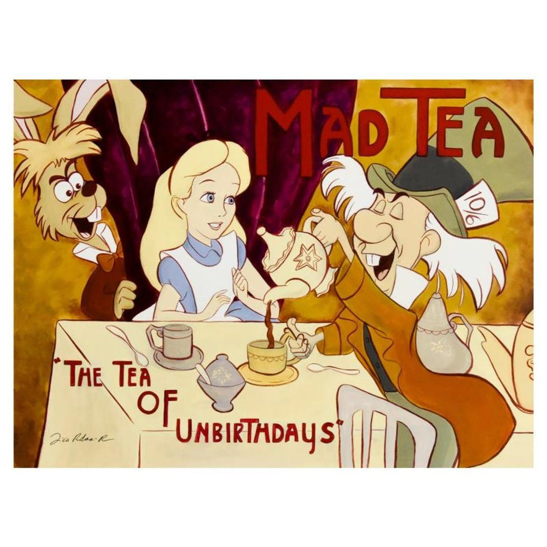 Tricia Buchanan-Benson, "Mad Tea Party" Limited Edition on Canvas from Disney Fine Art, Numbered and: Mad Tea Party is a limited edition giclee on canvas by Tricia Buchanan-Benson, numbered and hand signed by the artist. This piece is licensed by Disney Fine Art. Includes Letter of Authenticity. Measu