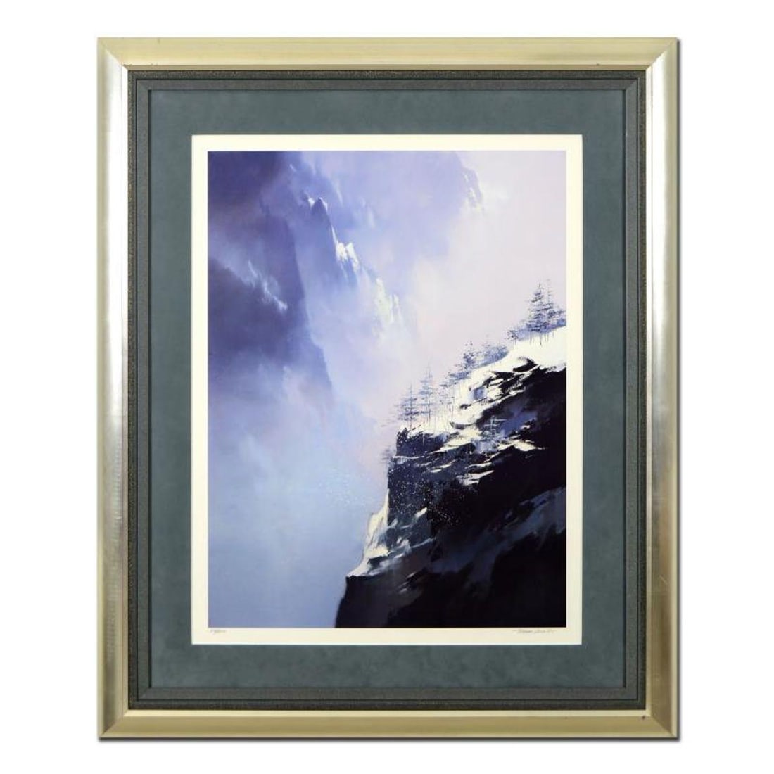 Thomas Leung, "Song of Winter Mountain" Framed Limited Edition, Numbered 112/400 and Hand Signed: Song of Winter Mountain is a limited edition giclee on paper by Thomas Leung, numbered 112/400 and hand signed by the artist. This piece comes framed. Includes Letter of Authenticity. Measures approx.