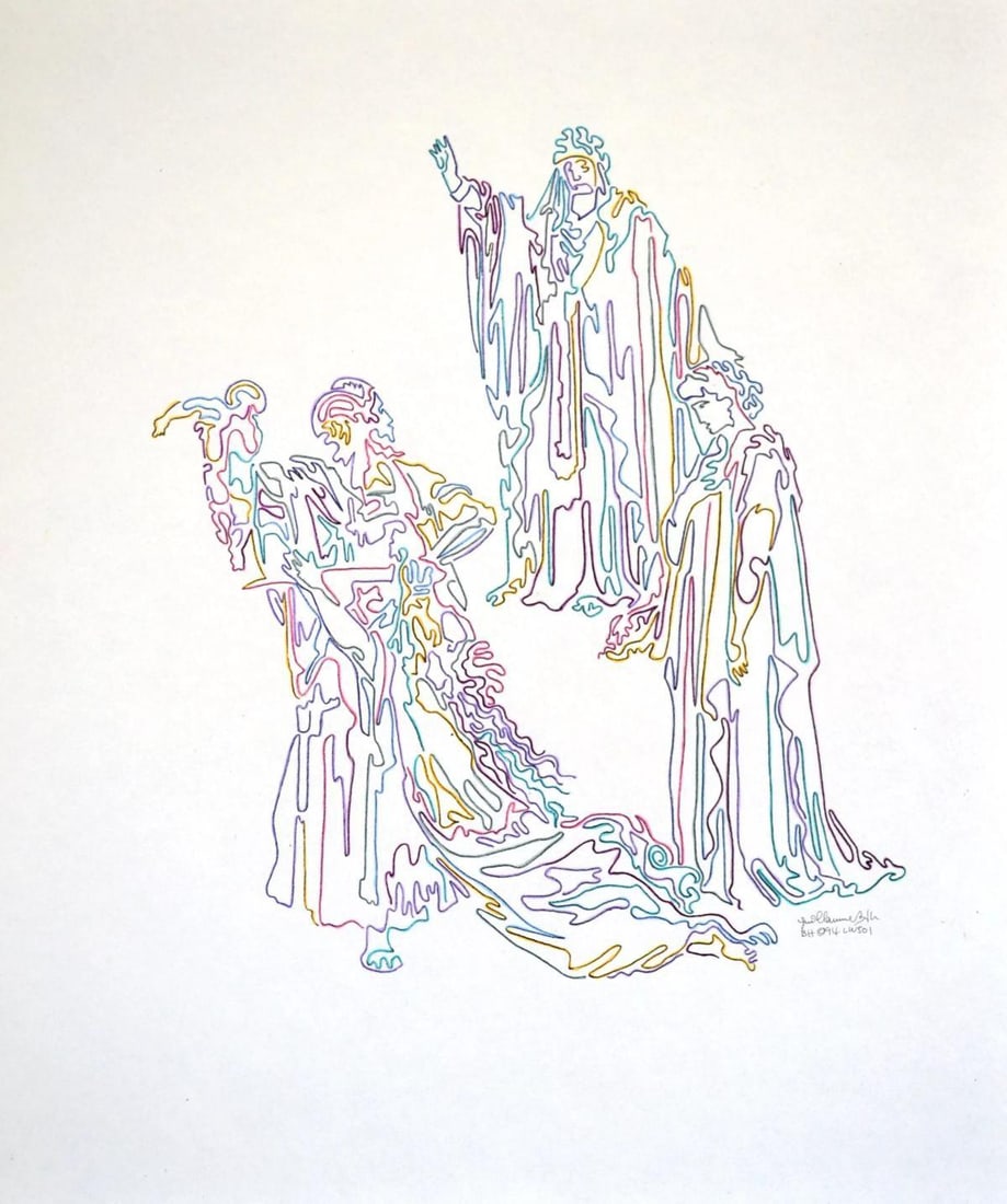 Guillaume Azoulay- Color Pencil Drawing on paper: Artist: Guillaume Azoulay. Medium: Color Pencil Drawing on paper. Size: 17" x 14". Signature: Hand Signed. Reference#: 81704.