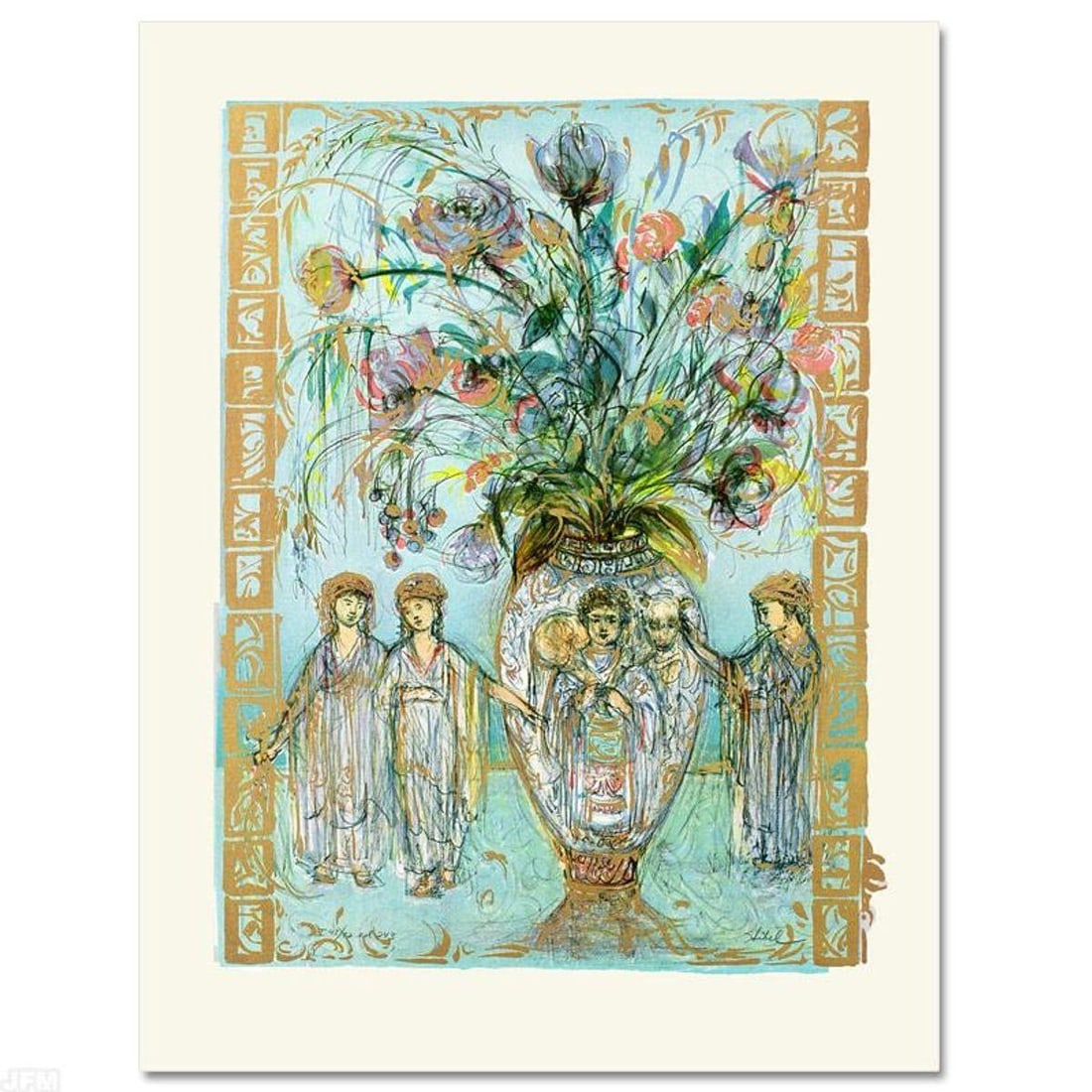 Ancient Wisdom Limited Edition Lithograph by Edna Hibel (1917-2014), Numbered and Hand Signed with: Ancient Wisdom is a limited edition lithograph on paper, numbered and hand signed by Edna Hibel (1917-2014). Includes Certificate of Authenticity! Measures approx. 20" x 26" (with border), 15.5" x 21.