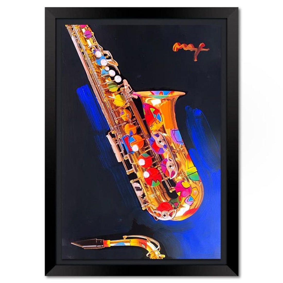 Peter Max, "Jazz" Framed One-of-a-Kind Mixed Media, Hand Signed with Registration Number Certifying (1 of 2)
