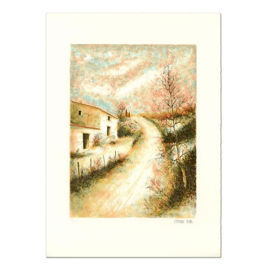 Pierre Mas, "Street Scene" Limited Edition Lithograph, Numbered and Hand Signed.: Street Scene is a limited edition lithograph on paper by Pierre Mas, numbered and hand signed by the artist! Measures approx. 21" x 30" (border), 15" x 22" (image). Reference#: 92192.