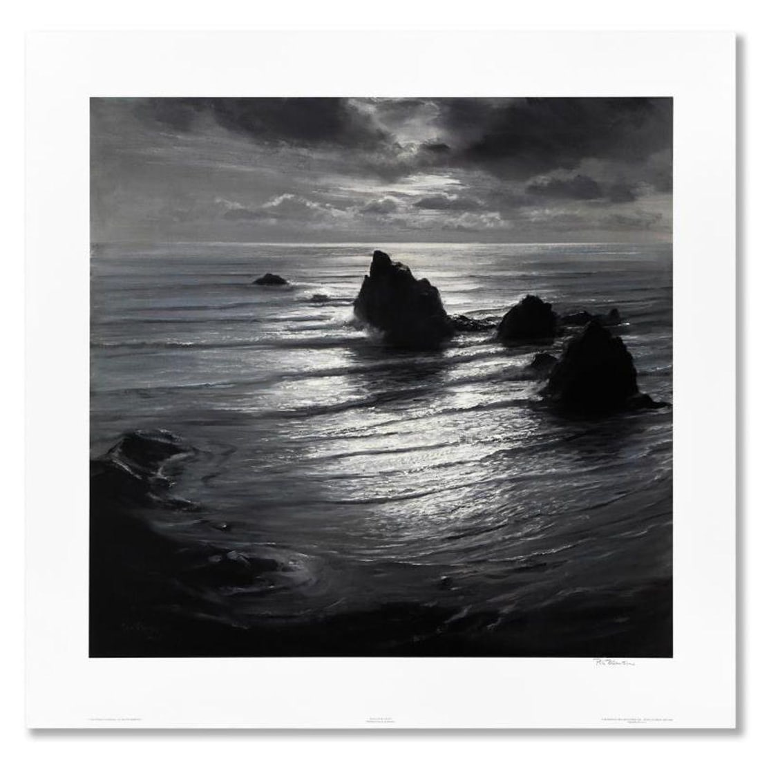 Peter Ellenshaw (1913-2007), "Seascape by Night" Limited Edition Lithograph, Numbered and Hand: Seascape by Night is a limited edition lithograph on paper by Peter Ellenshaw (1913-2007), numbered and hand signed by the artist. Includes Letter of Authenticity. Measures approx. 28" x 27" (border),