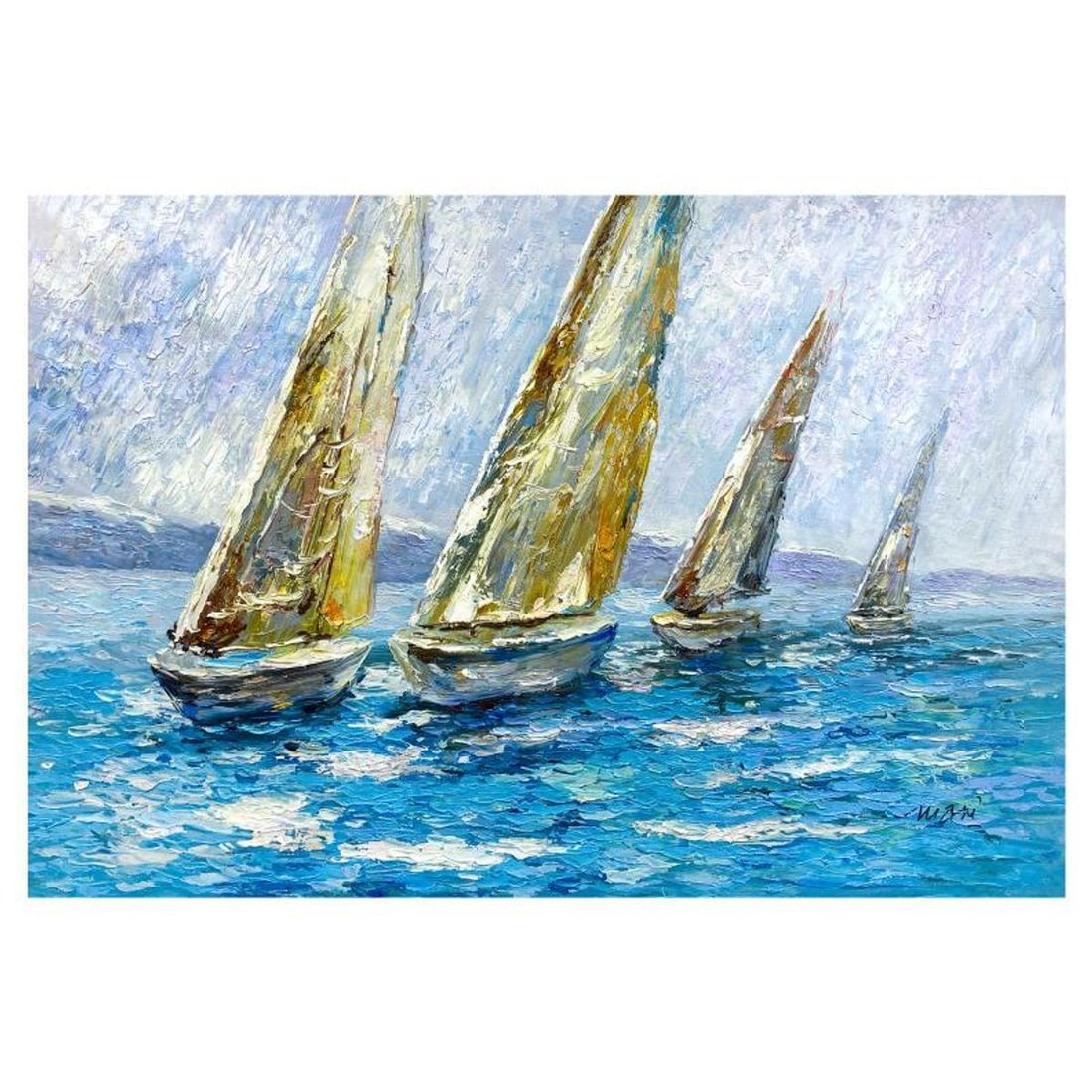 Mani, Original Acrylic Painting on Canvas, Hand Signed with Letter of Authenticity.: This is an original acrylic painting on canvas by Mani, hand signed by the artist. Includes Letter of Authenticity. Measures approx. 24" x 36" (image).