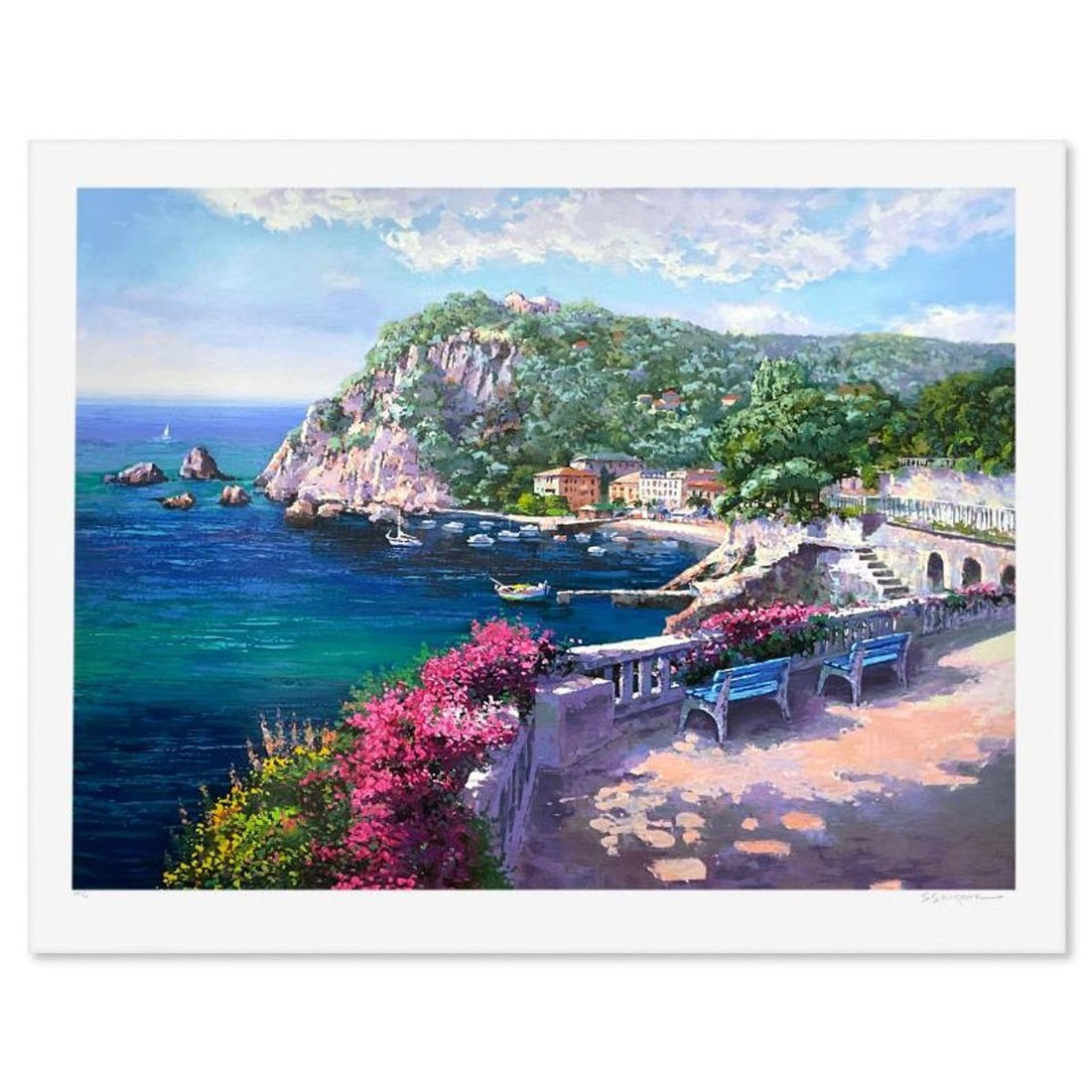 Sam Park, "Costa Brava" Limited Edition Printer's Proof Serigraph, Numbered 1/4 and Hand Signed with: Costa Brava is a limited edition printer's proof serigraph on paper by Sam Park, numbered 1/4 and hand signed by the artist. Includes Letter of Authenticity. Measures approx. 34.5" x 44" (border), 30"