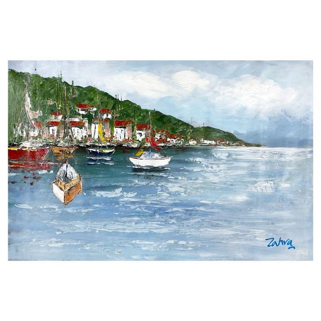 Zahra, Original Acrylic Painting on Canvas (25" x 37"), Hand Signed with Letter of Authenticity: This is an original acrylic painting on canvas by Zahra, hand signed by the artist. Includes Letter of Authenticity. Measures approx. 25" x 37" (image).