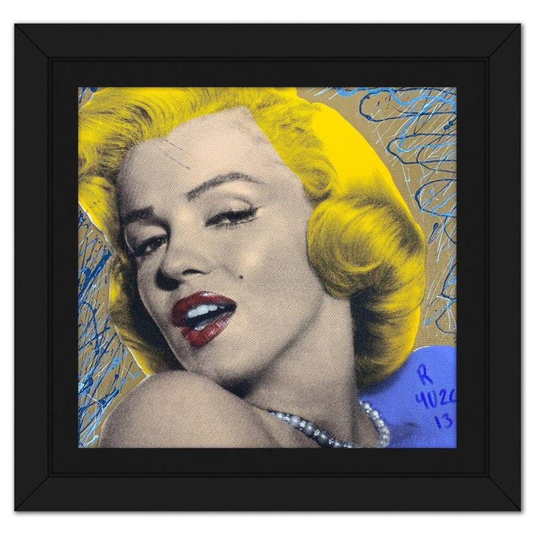 Ringo Daniel Funes, "Marilyn with Pearls" Framed One-of-a-Kind Mixed Media on Canvas, Hand Signed (1 of 2)