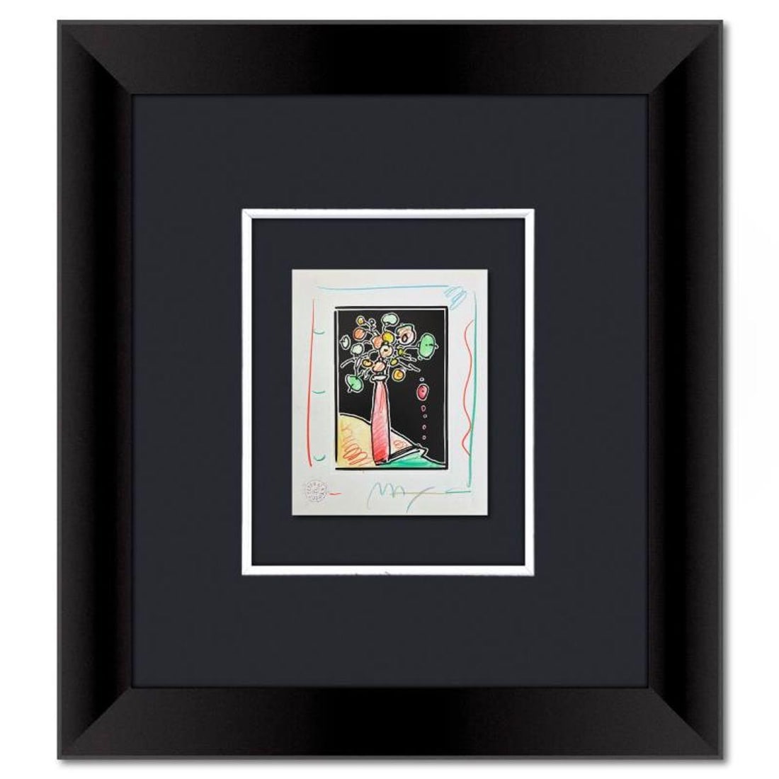 Peter Max, Framed One-of-a-Kind Mixed Media, Hand Signed with Registration Number Certifying (1 of 2)