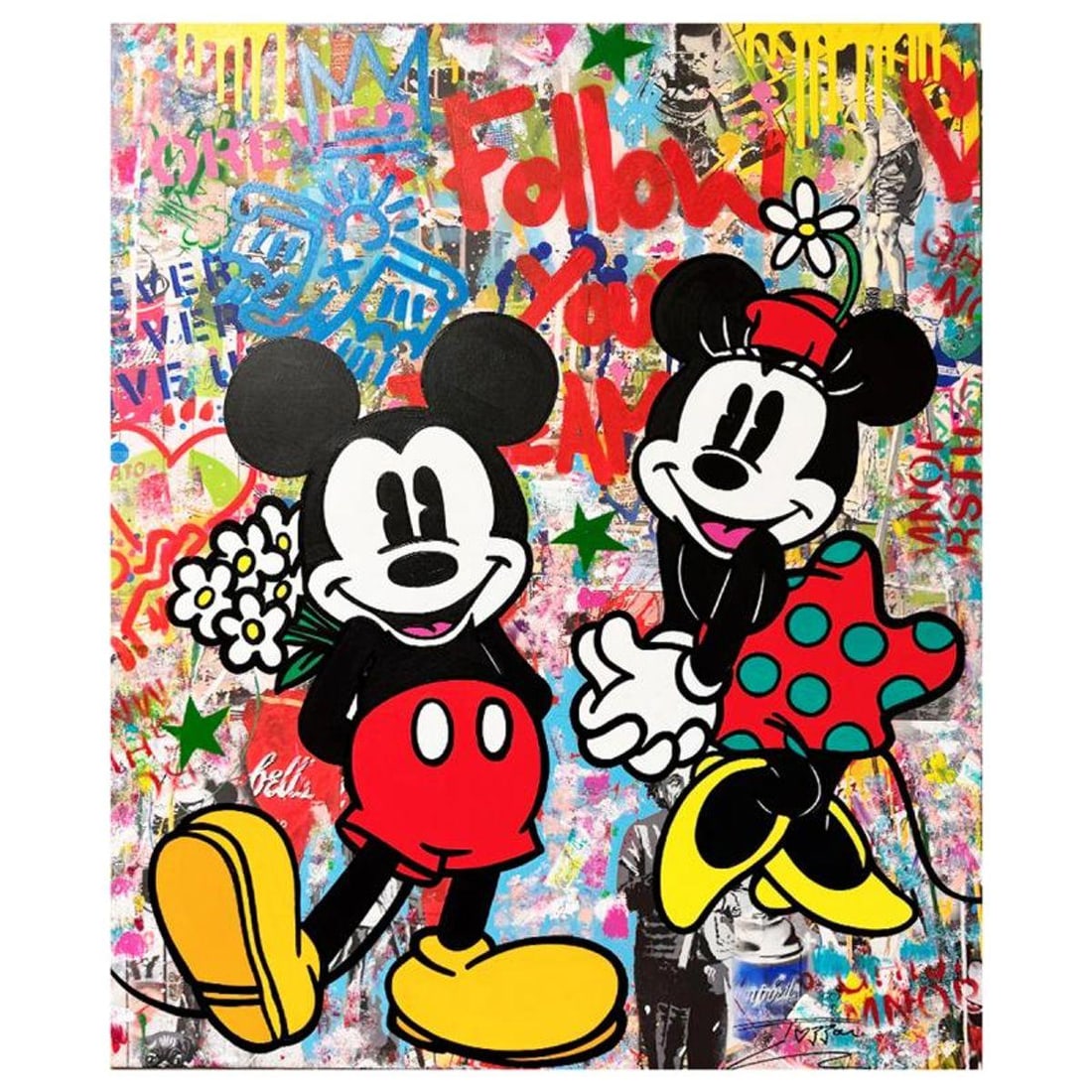 Jozza, "Follow Your Dreams" Unique Mixed Media on Canvas, Hand Signed Inverso with Letter of (1 of 1)