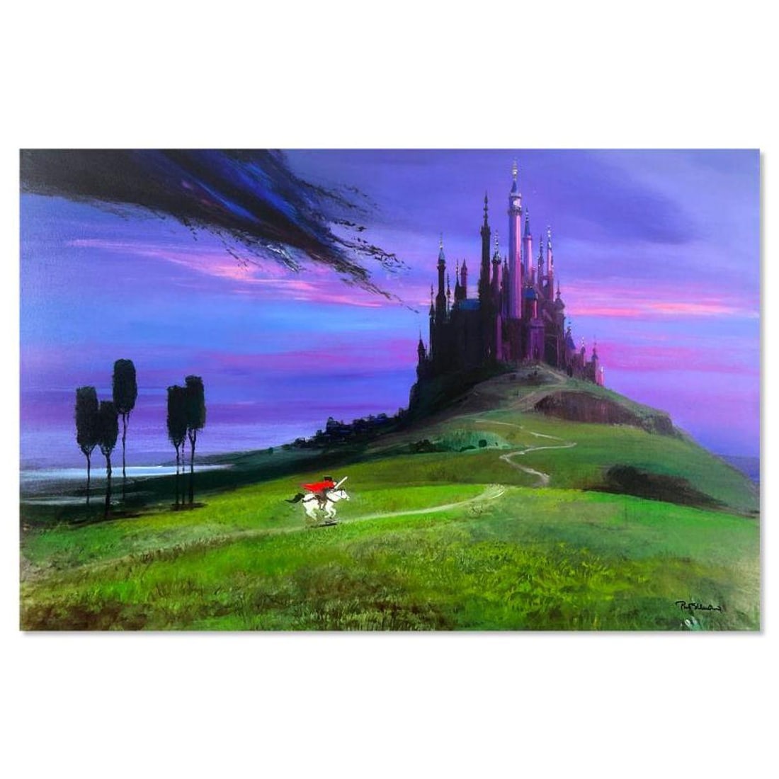 Peter Ellenshaw (1913-2007), "Aurora's Rescue" Limited Edition on Canvas from Disney Fine Art,: Aurora's Rescue is a limited edition giclee on stretched canvas, numbered and hand signed by Peter Ellenshaw (1913-2007). This piece is licensed by Disney Fine Art. Includes Letter of Authenticity. Me