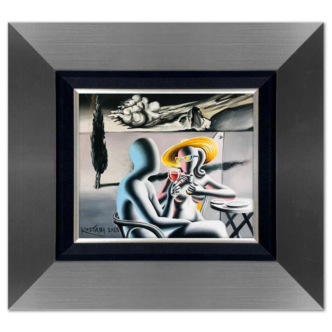 Mark Kostabi, "Spectrum of Us" Framed Original Oil Painting on Canvas, Hand Signed with a: Spectrum of Us is an original oil painting on canvas by Mark Kostabi, hand signed by the artist. This piece comes custom framed. Includes Certificate of Authenticity. Measures approx. 20" x 22"