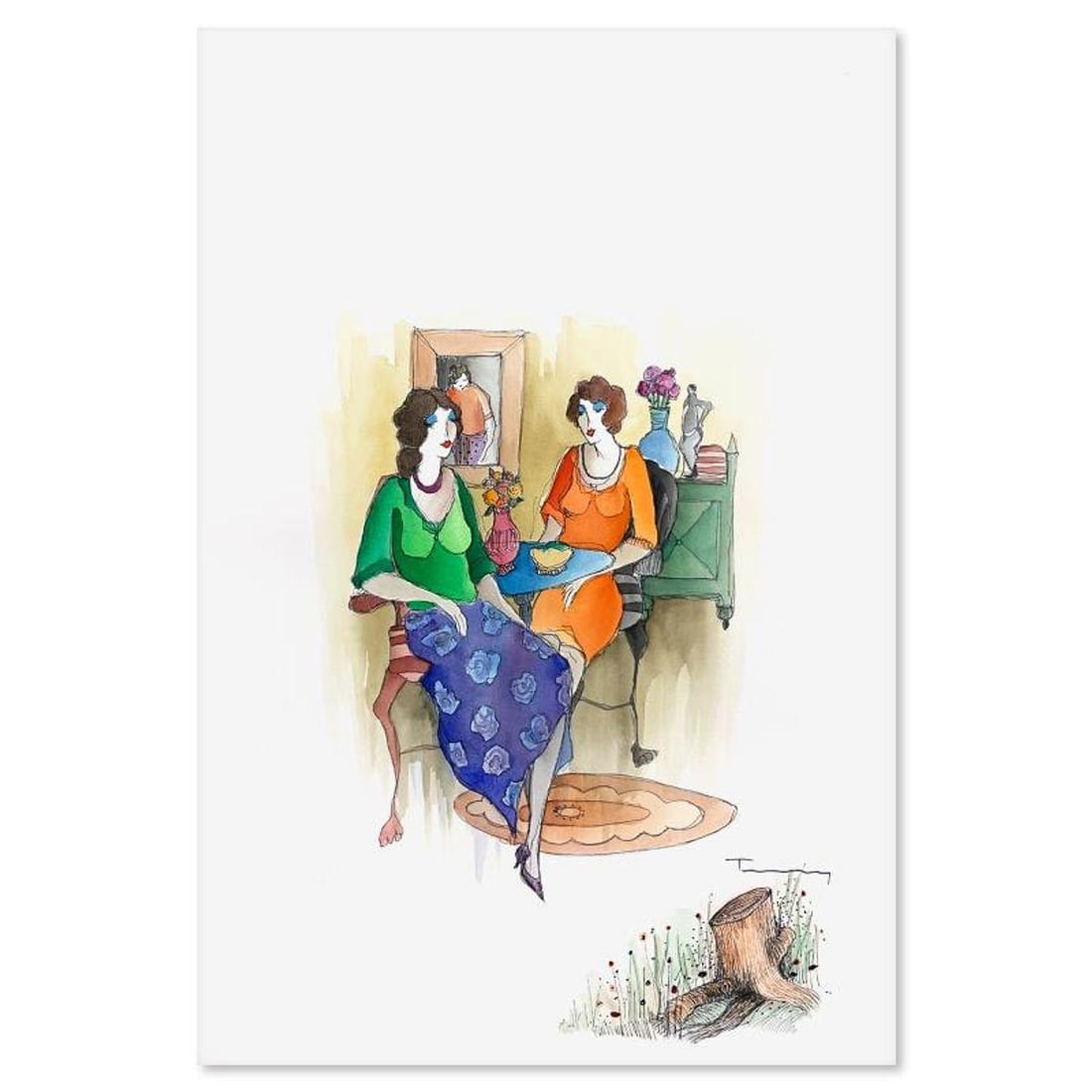 Itzchak Tarkay (1935-2012), Original Mixed Media Watercolor Painting on Paper, Hand Signed with: This is an original mixed media watercolor painting on paper by Itzchak Tarkay (1935-2012), hand signed by the artist. Includes Letter of Authenticity. Measures approx. 20.5" x 29.5" (image).