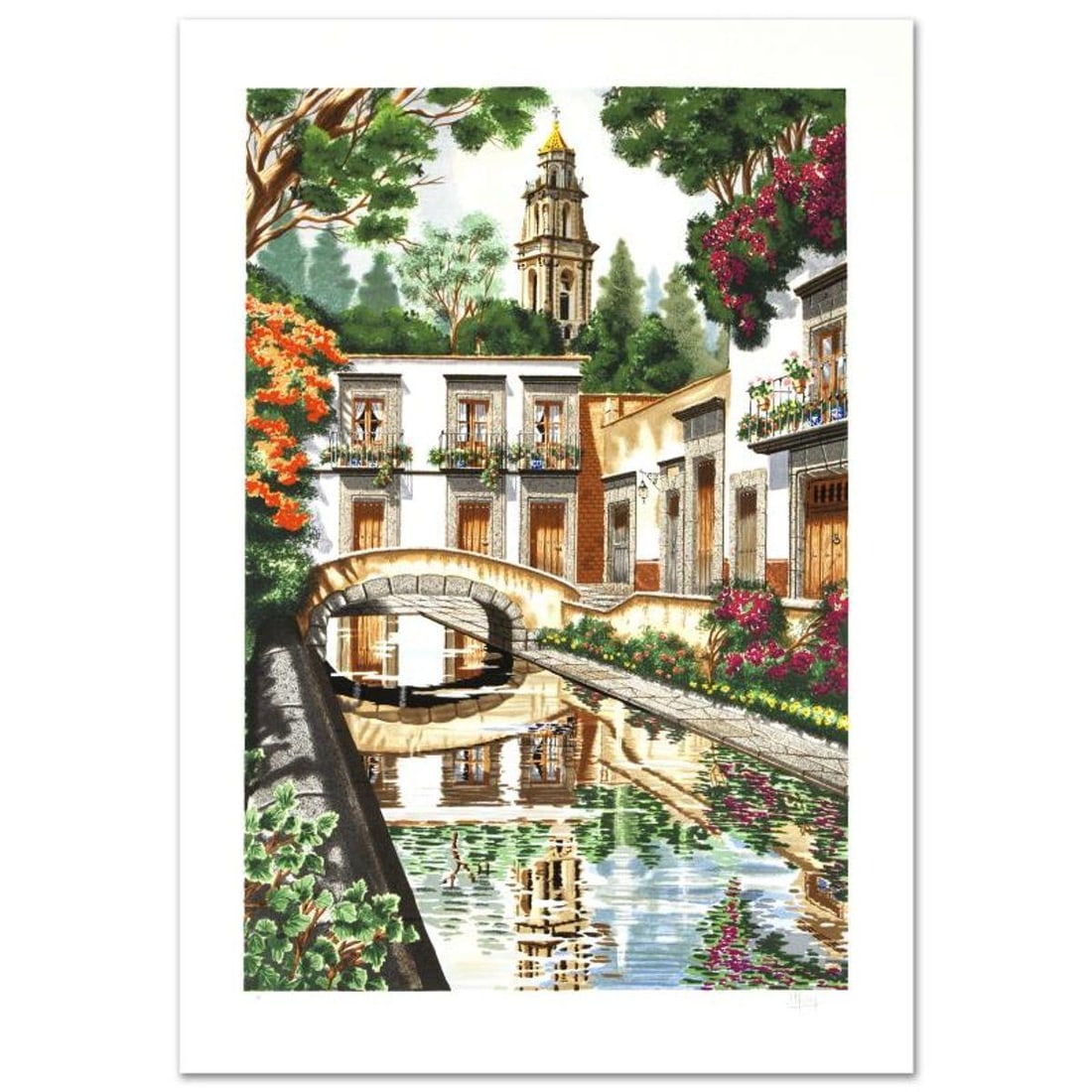 Reflections Limited Edition Serigraph by Juan Medina, Numbered and Hand Signed with Certificate of: Reflections is a limited edition serigraph on paper, numbered and hand signed by Juan Medina. Includes Certificate of Authenticity! Measures approx. 26" x 37.5" (with border), 21" x 32" (image). Refer